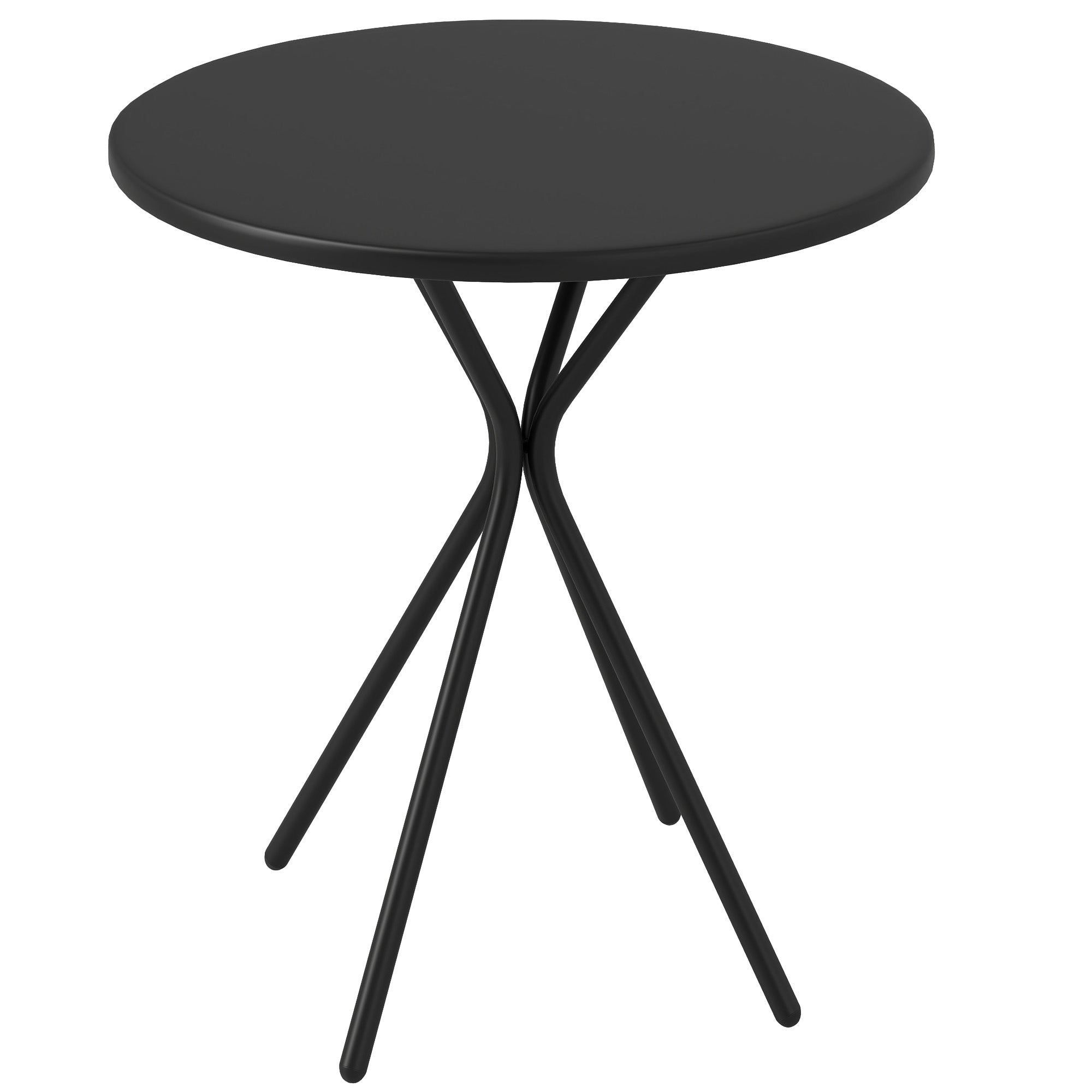 Outsunny Gartentisch Ø60 x 70 cm, Wetterfest Balkontisch aus Stahl, Runder Esstisch mit Fußpolster Schwarz