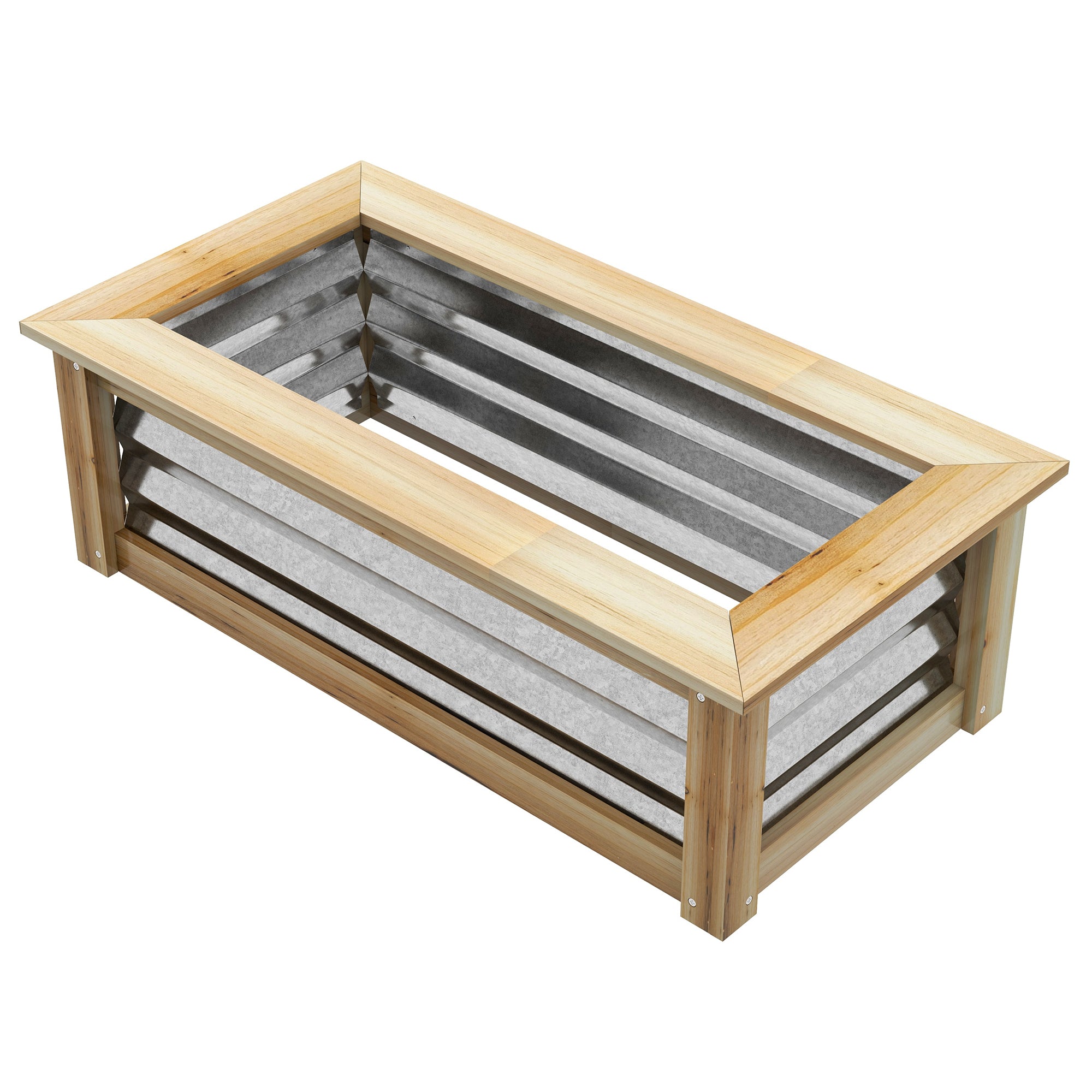 Outsunny Hochbeet, selbstentwässernd, offener Boden, Metall+Holz, 90 x 45 x 30cm