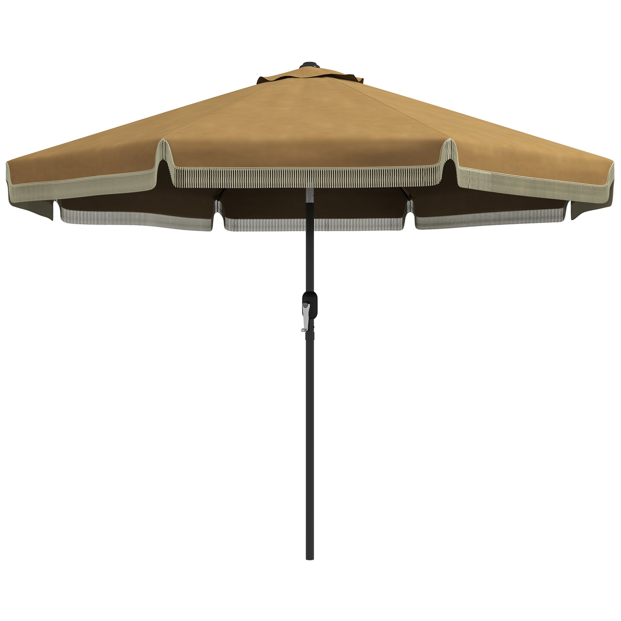 Outsunny Sonnenschirm Ø265?cm Khaki mit Fransen