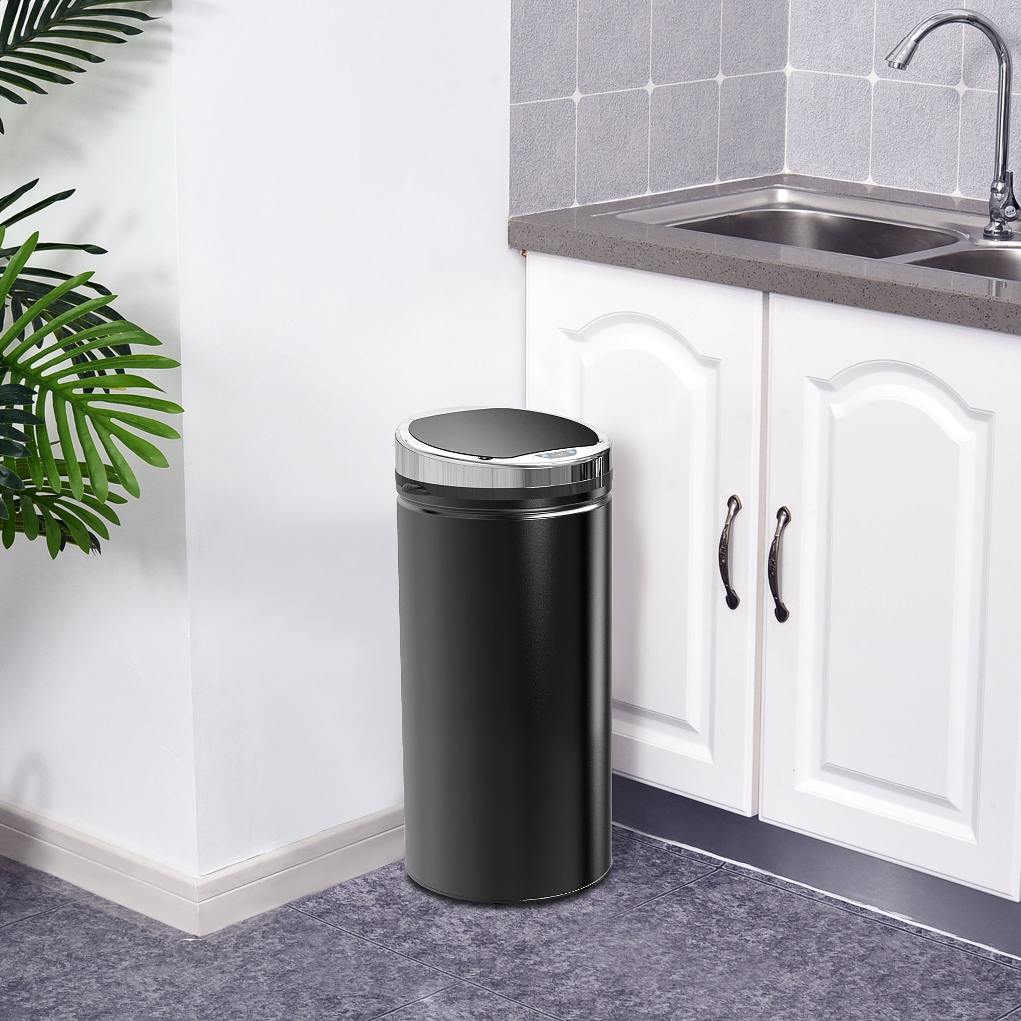 HOMCOM 42 L Sensor Mülleimer, Automatischer Abfalleimer, Rostfreier Kücheneimer mit Infrarotsensor, für Küche, Esszimmer