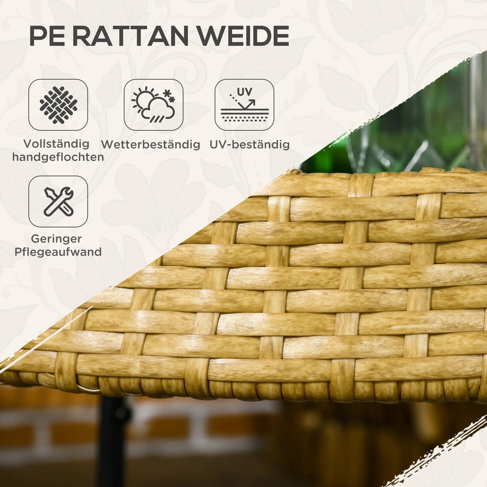 Outsunny Outdoor Servierwagen, 2 Etagen, Bremsen, Polyrattan, Metallrahmen, Φ50 x 66H cm, Gelb
