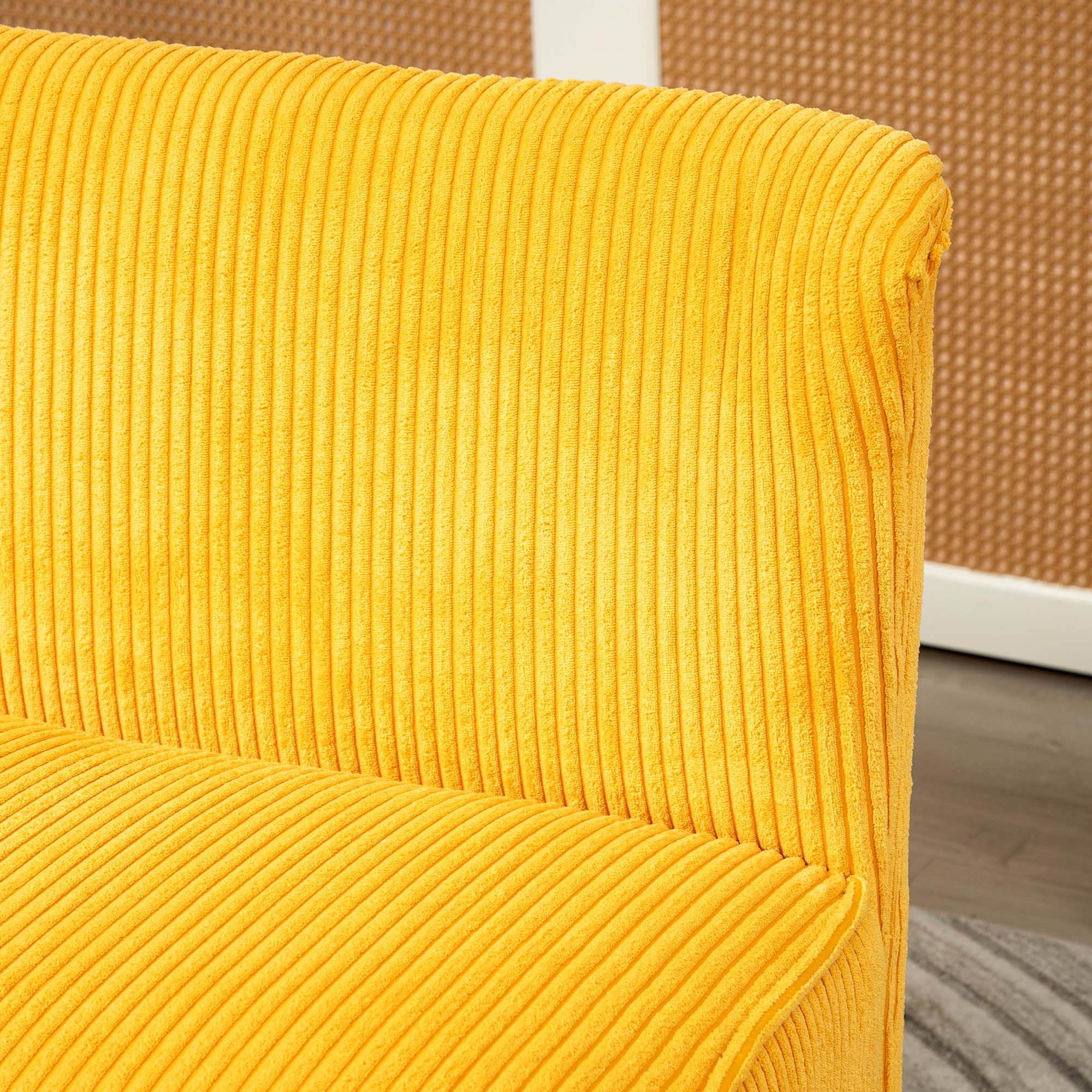 HOMCOM Zweisitzer-Sofa, elegantes Skandi Design, massiver Holzrahmen, bis 150 kg, 117 x 56,5 x 77 cm, Gelb