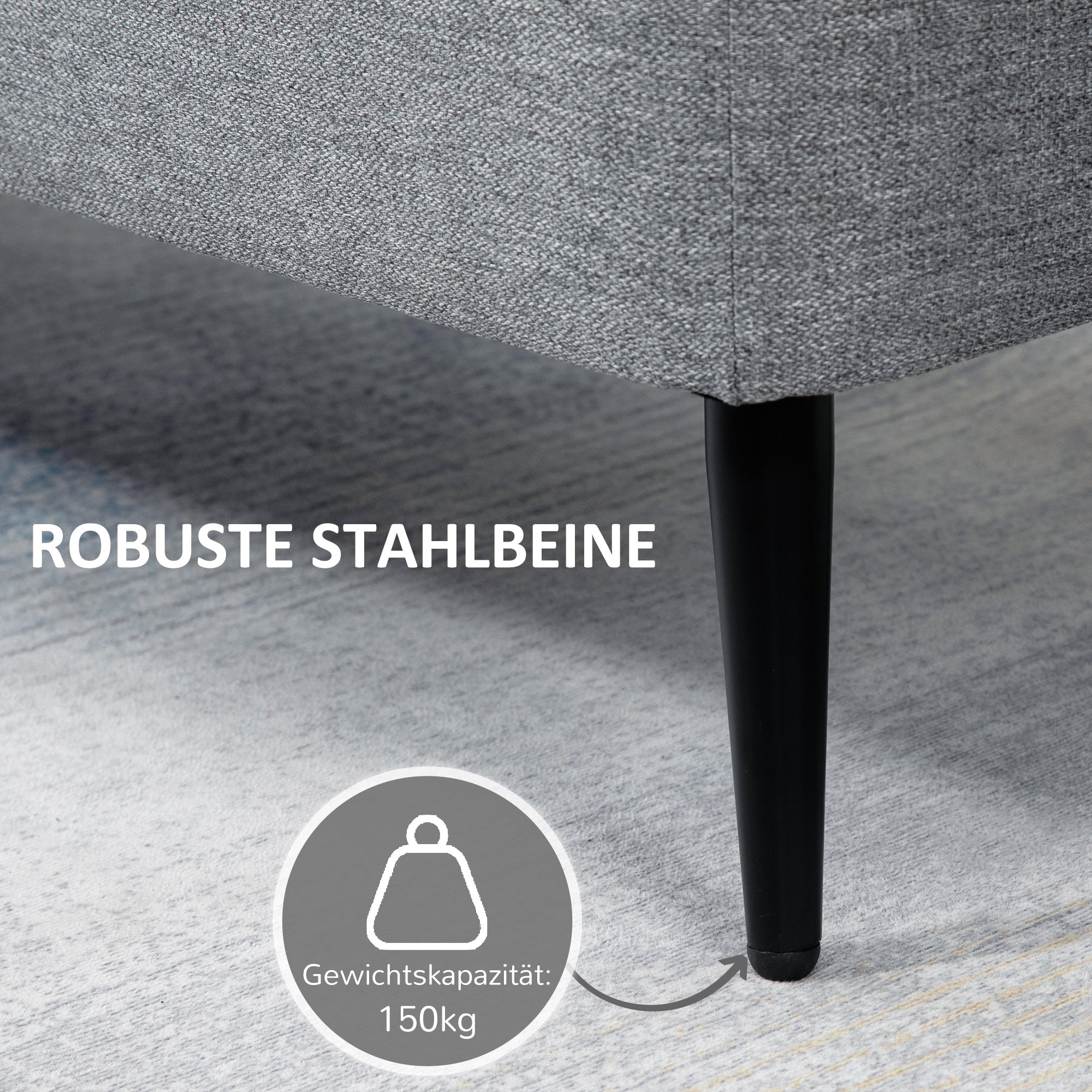 HOMCOM Sitzbank, Sitztruhe, Polsterbank, Leinenoptik, bis 150kg, 101x38,5x44,5 cm, Grau