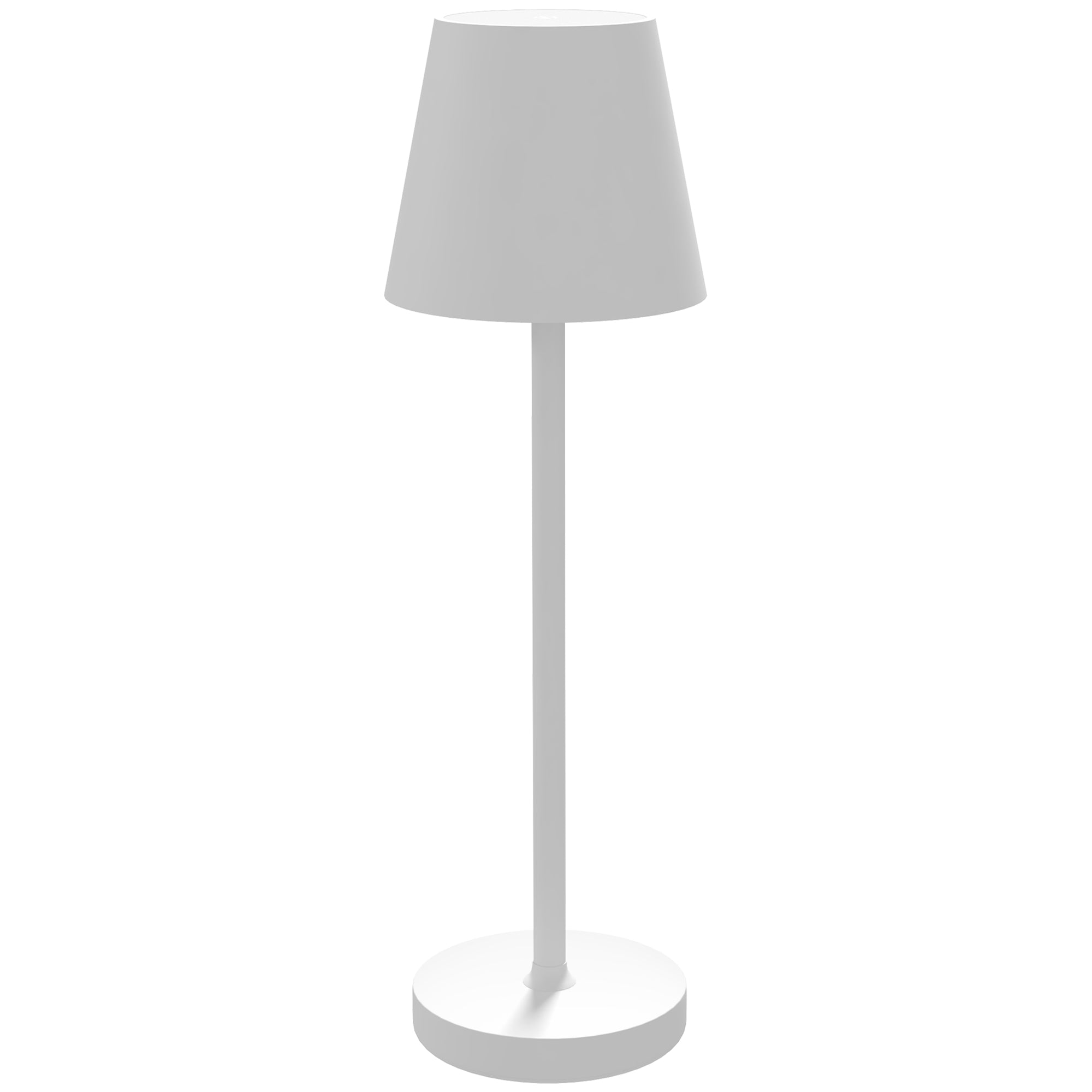 HOMCOM Aufladbare USB-Tischleuchte mit 3 Lichtfarben, Tragbare USB-Nachttischlampe mit Touch-Schalter, Metall, Weiß