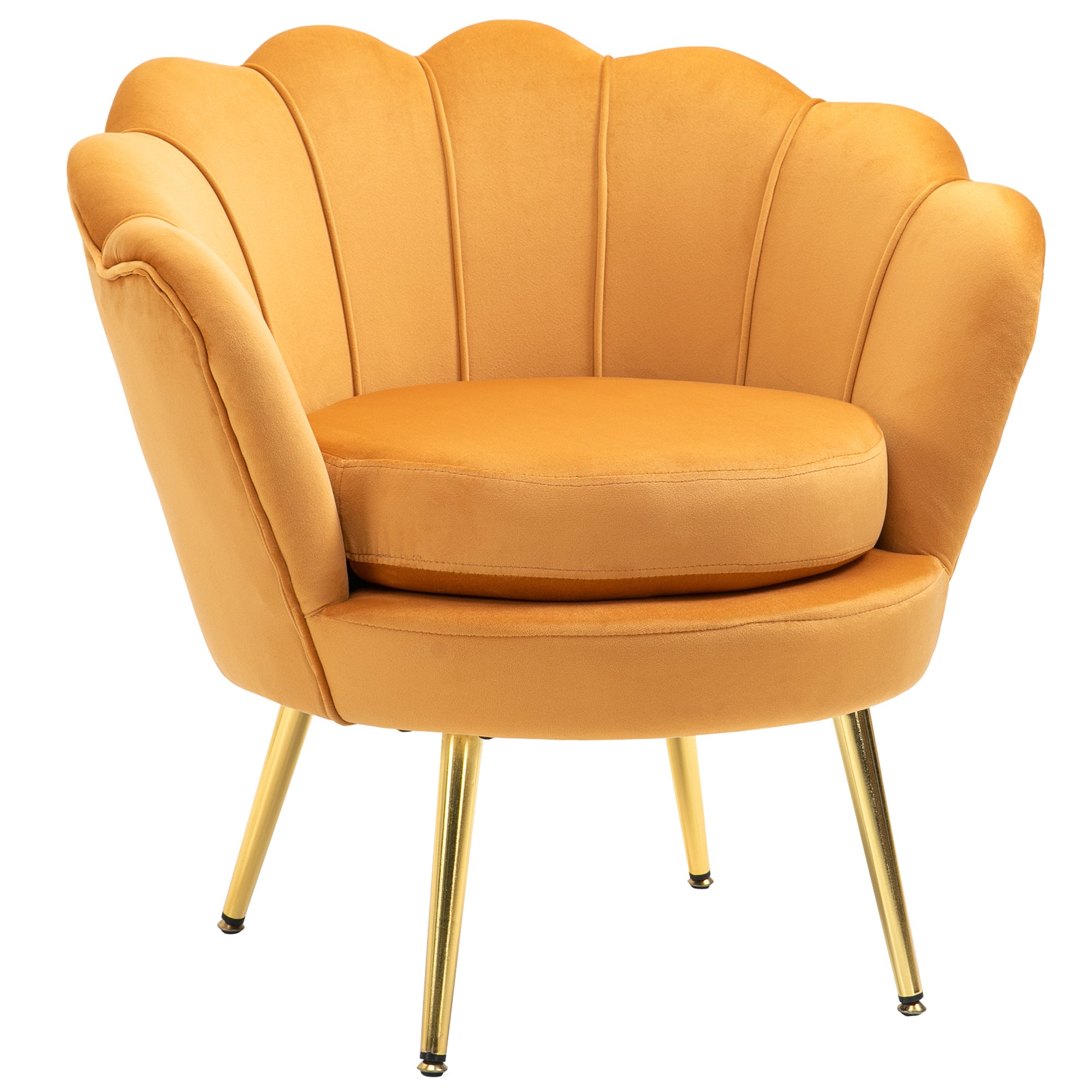HOMCOM Lounge-Sessel, Vintage-Sessel in Samtoptik, Metallgestell, 76 x 67 x 74 cm, Gelb
