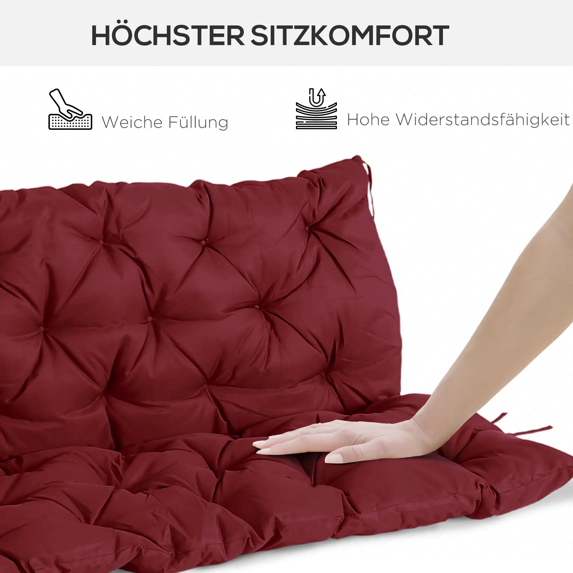 Outsunny 3-Sitzer Bankauflage Rot