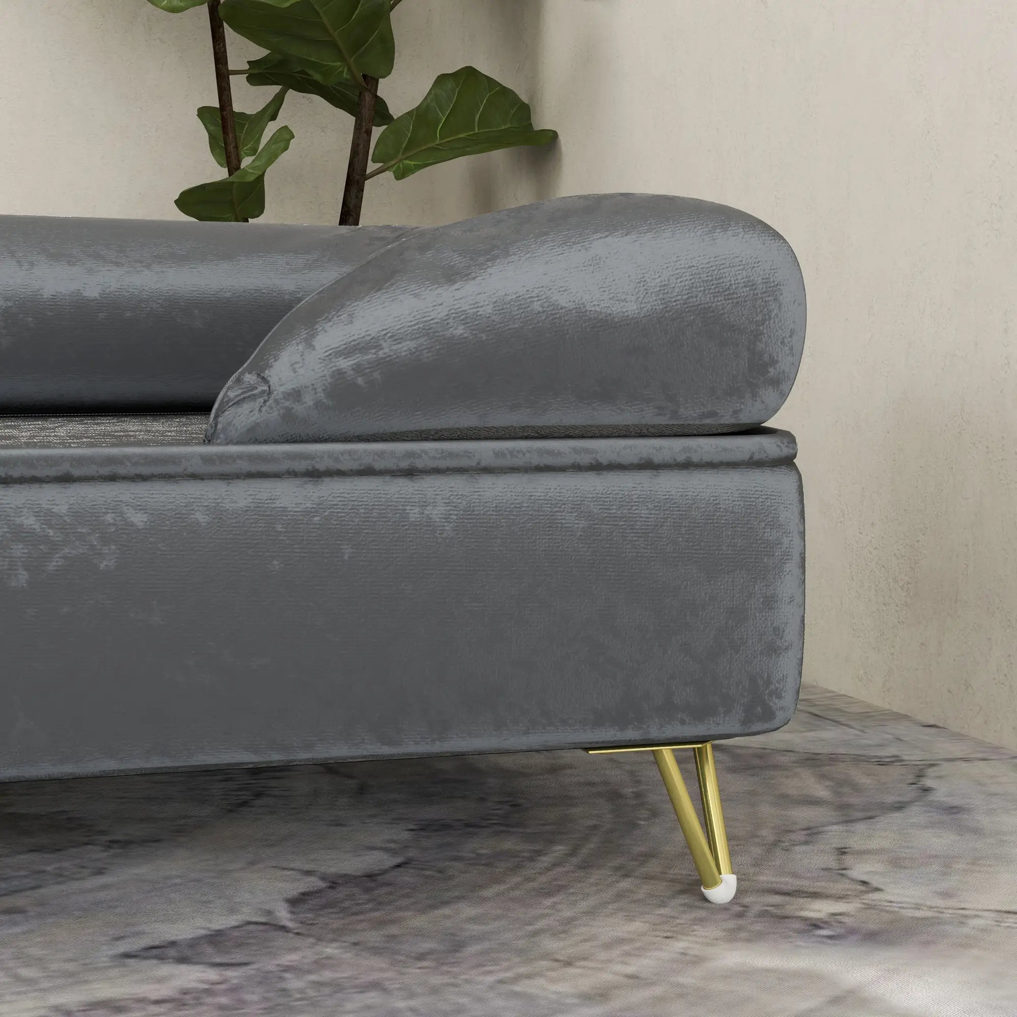 PawHut Hundesofa Grau 76x53,5x34?cm mit Rückenlehne & Metallfüßen