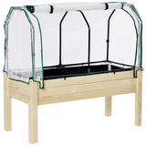 Outsunny Hochbeet, aufrollbare Folienabdeckung, Naturholzrahmen, Stoffauskleidung, Drainageöffnungen, 121 x 55 x 117cm, 121cm x 55cm x 117cm