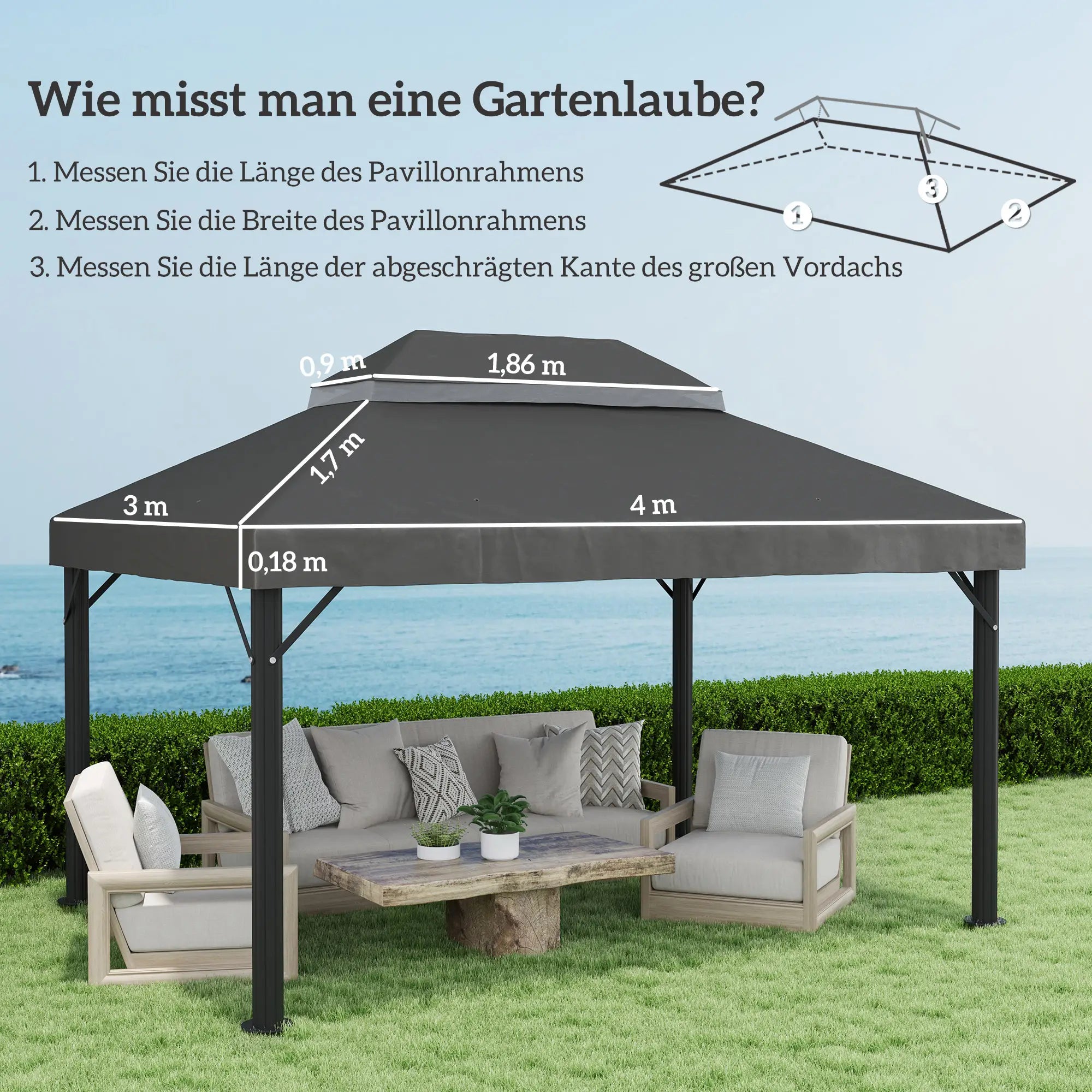 Outsunny Ersatzdach 3×4?m wasserdicht aus Oxford-Stoff