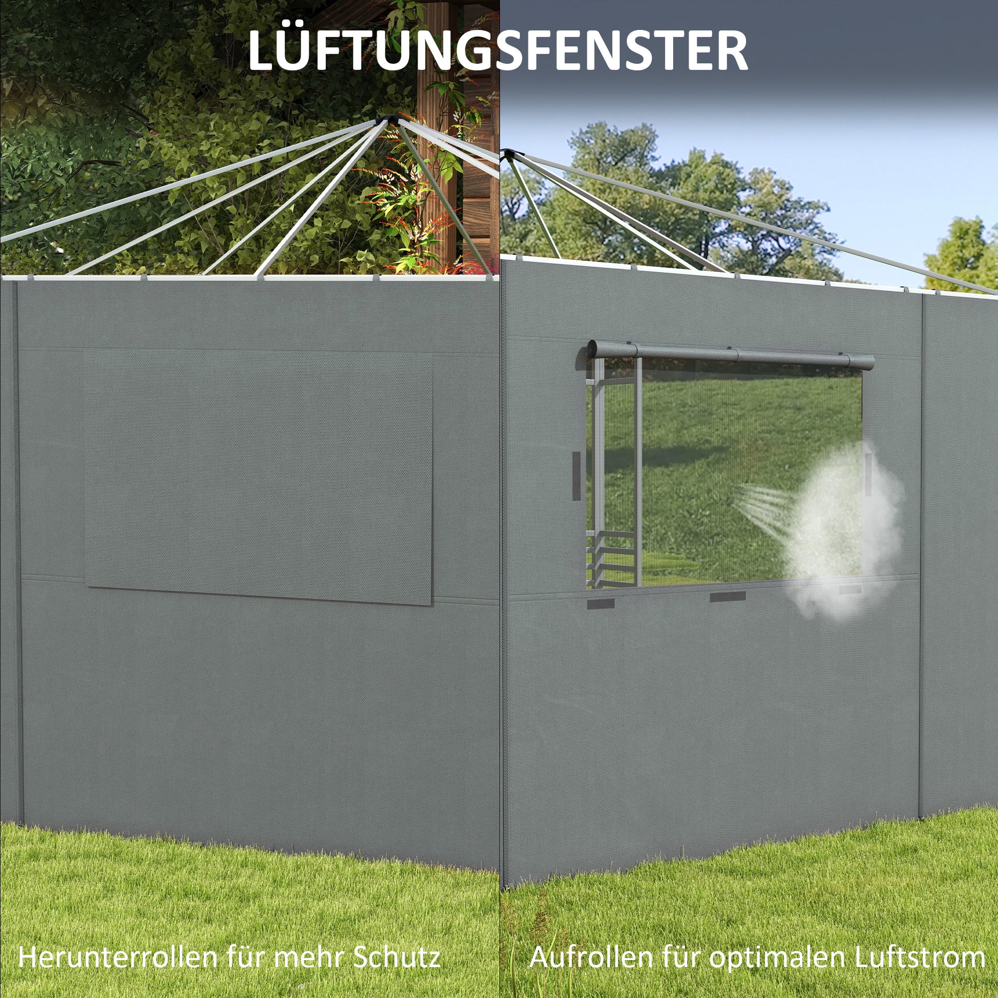 Outsunny Pavillon Seitenwand Seitenwand Partyzelt, wetterbeständig, 300 cm x 200 cm, Dunkelgrau