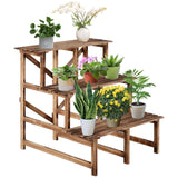 Outsunny Pflanzentreppe, Blumentreppe, Blumenregal, Pflanzregal, Blumenständer, 3 Stufen, Tannenholz, 80 x 80 x 78cm, 80cm x 80cm x 78 cm