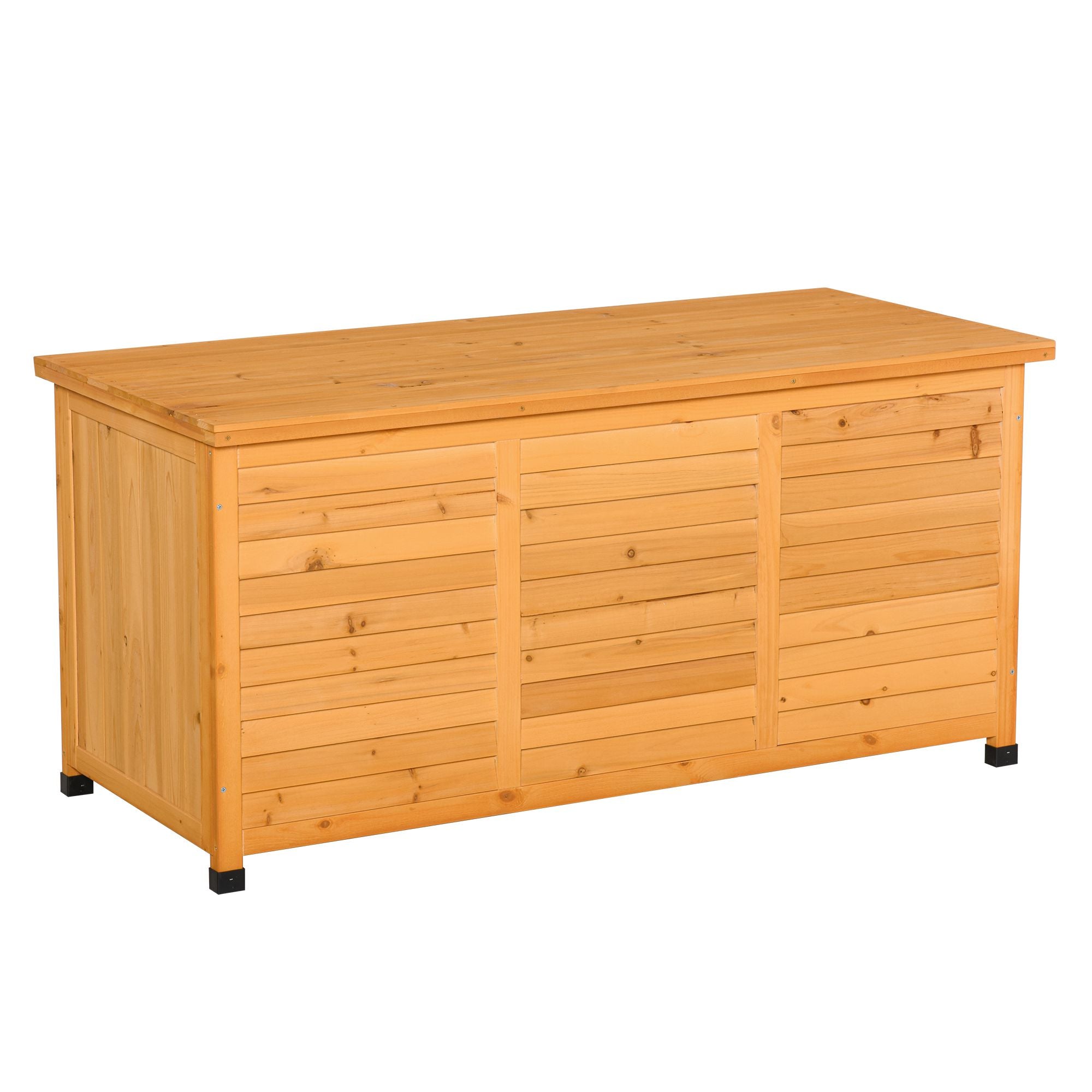 Outsunny Gartenbox, Kissenbox, Aufbewahrungsbox, Aufbewahrungsbox, Gartentruhe, wetterbeständig, Massivholz, 127 x 56 x 60 cm Gelb