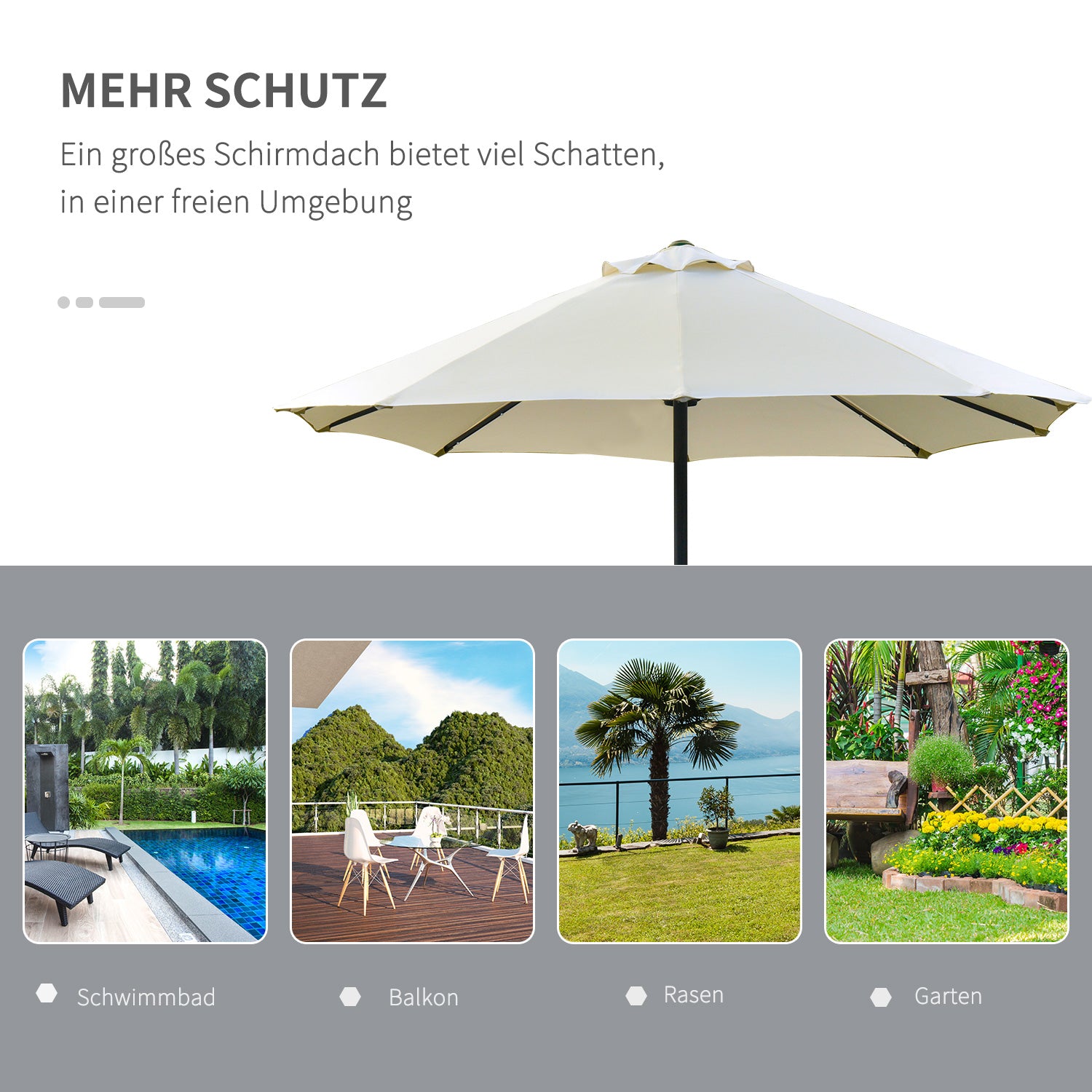 Outsunny Sonnenschirm Oval Cremeweiß 440 x 256 cm