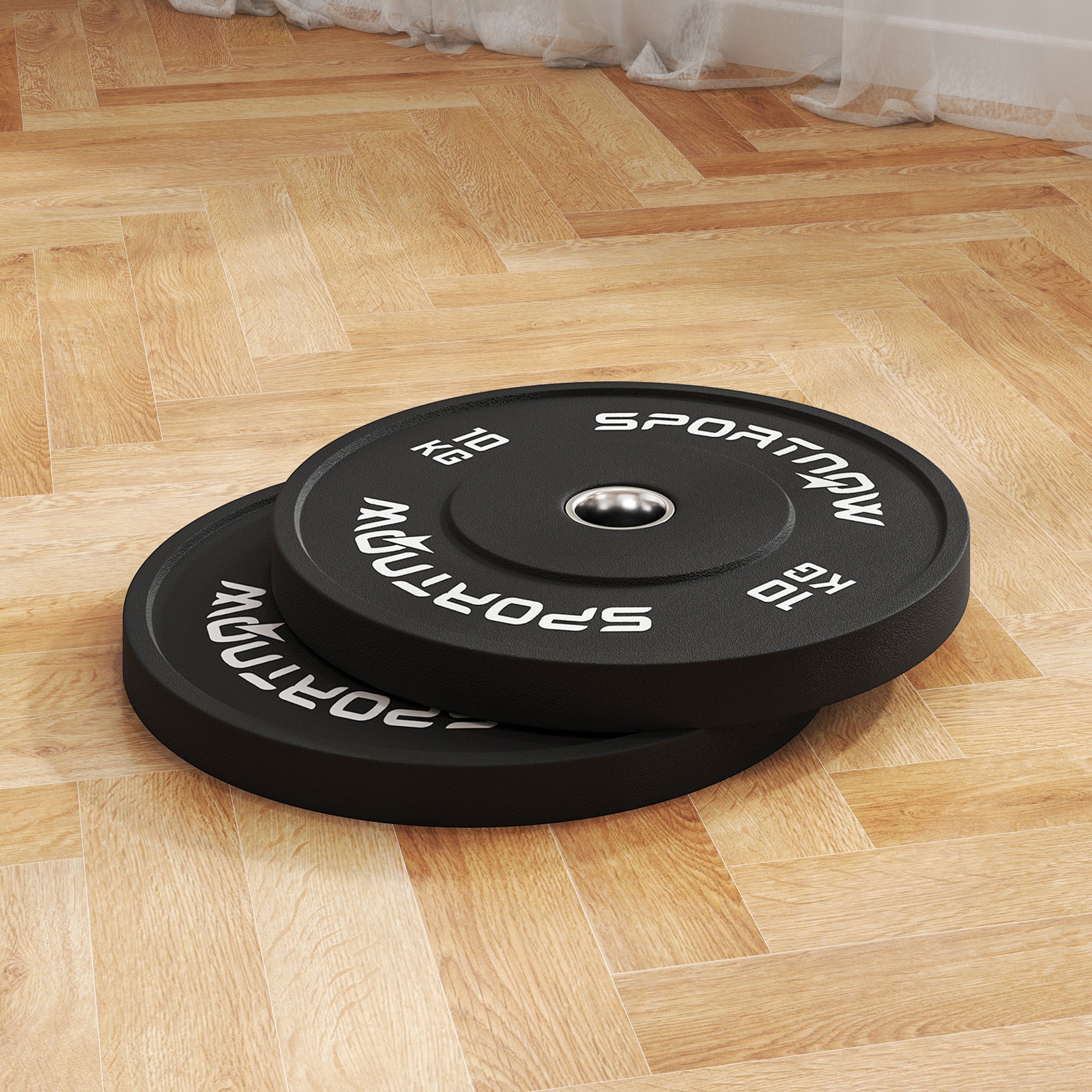 SPORTNOW Hantelscheiben-Set, 2 x 10 kg, olympischer Standard, Gummi, geräuscharm, Schwarz