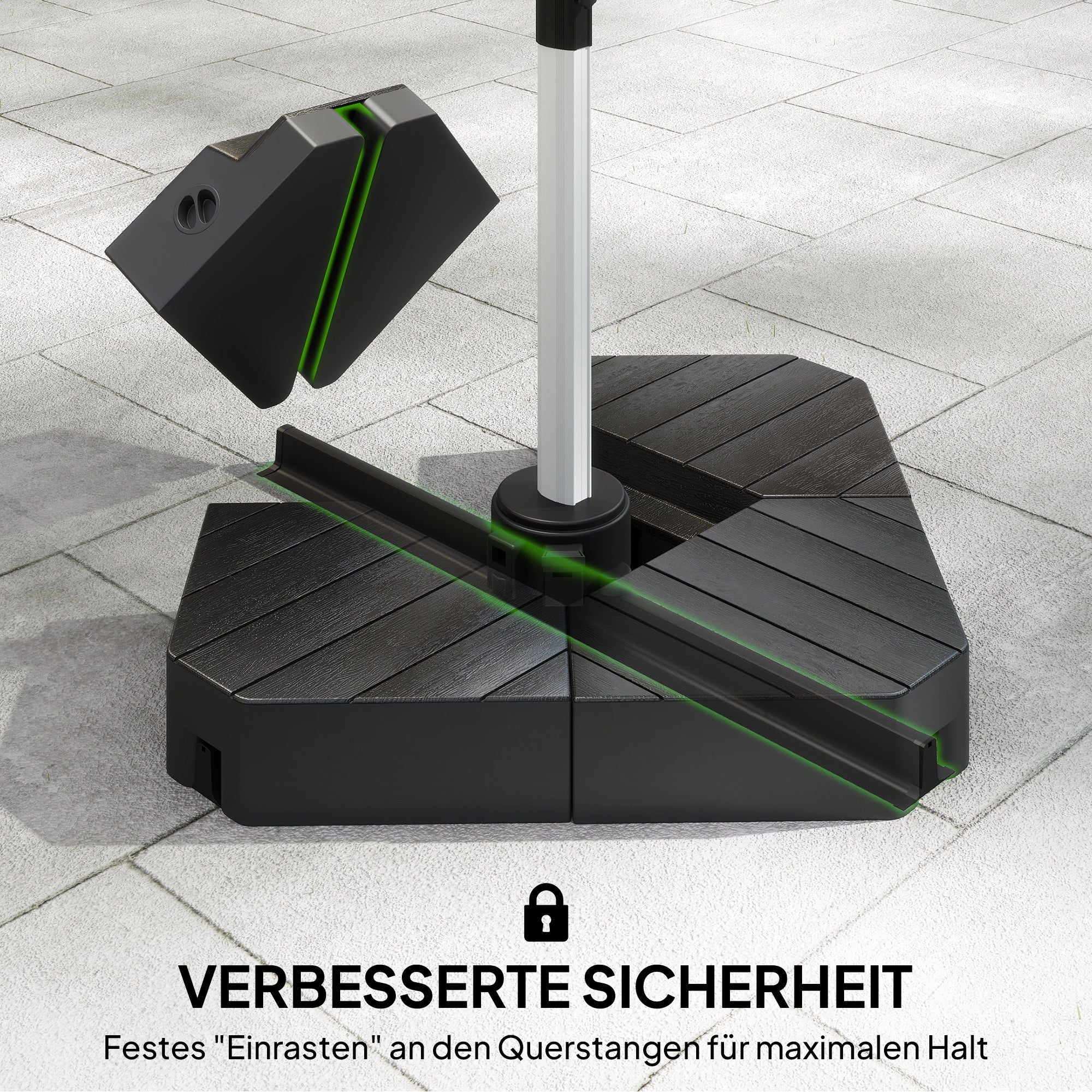 Outsunny Basisgewichte für Sonnenschirmständer, mit Wasser und Sand befüllbar, Kunststoff, 80L x 80B x 13H cm, Schwarz
