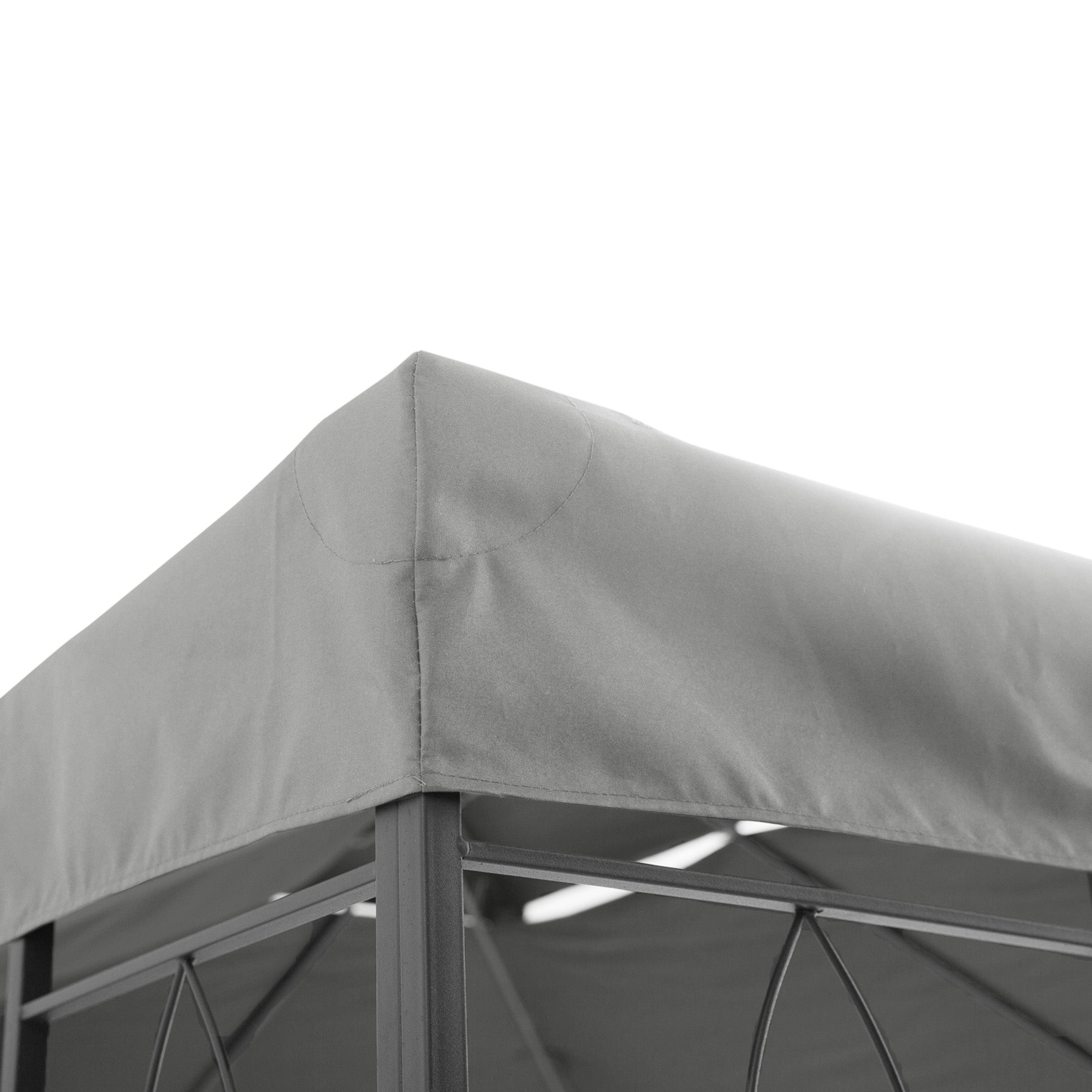 Outsunny Ersatzdach für Metallpavillon 3x4m wasserabweisend Pavillondach mit Doppeldach, Ersatzbezug für Gartenpavillon Partyzelt Gartenzelt Polyester Hellgrau