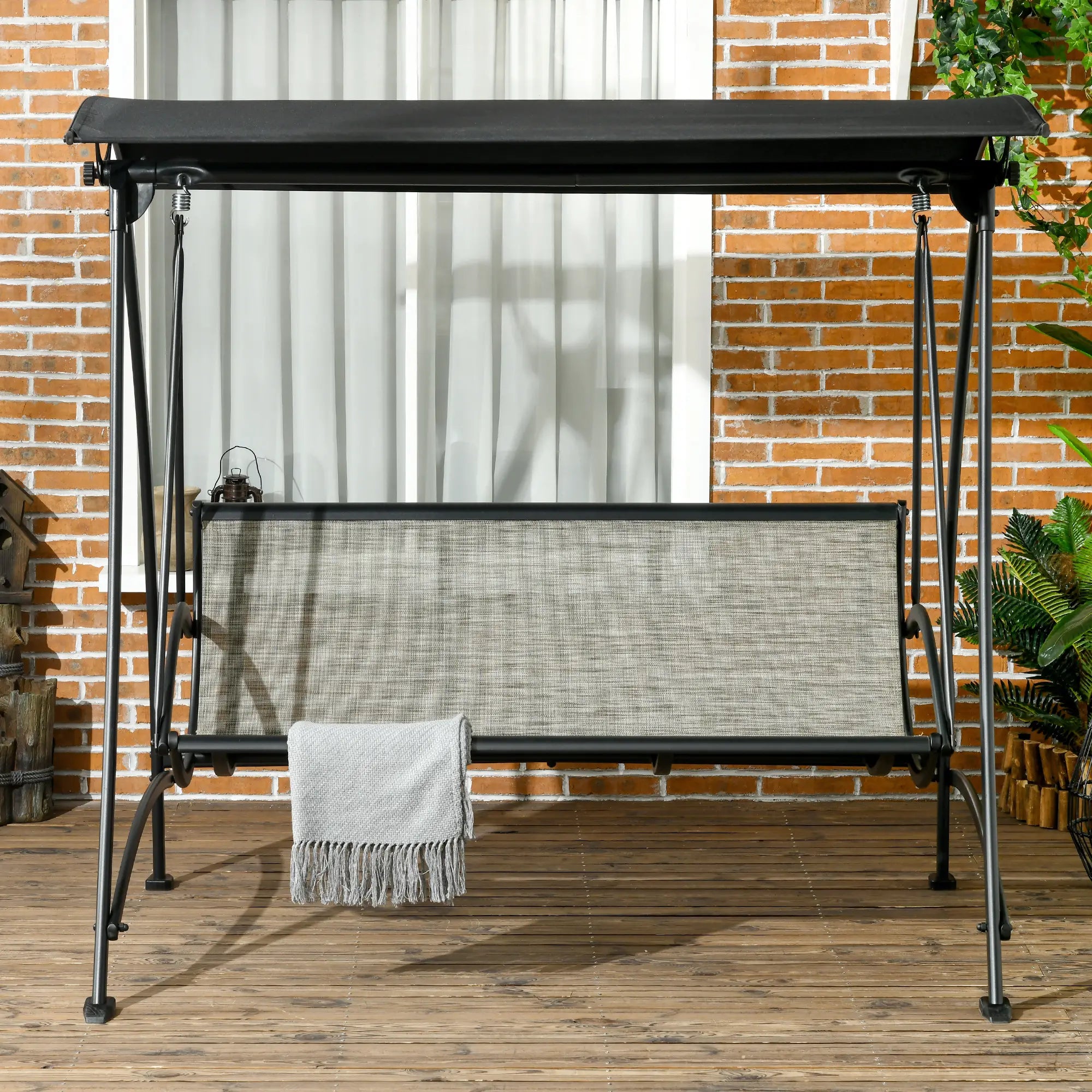 Outsunny 3-Sitzer Hollywoodschaukel Schwarz