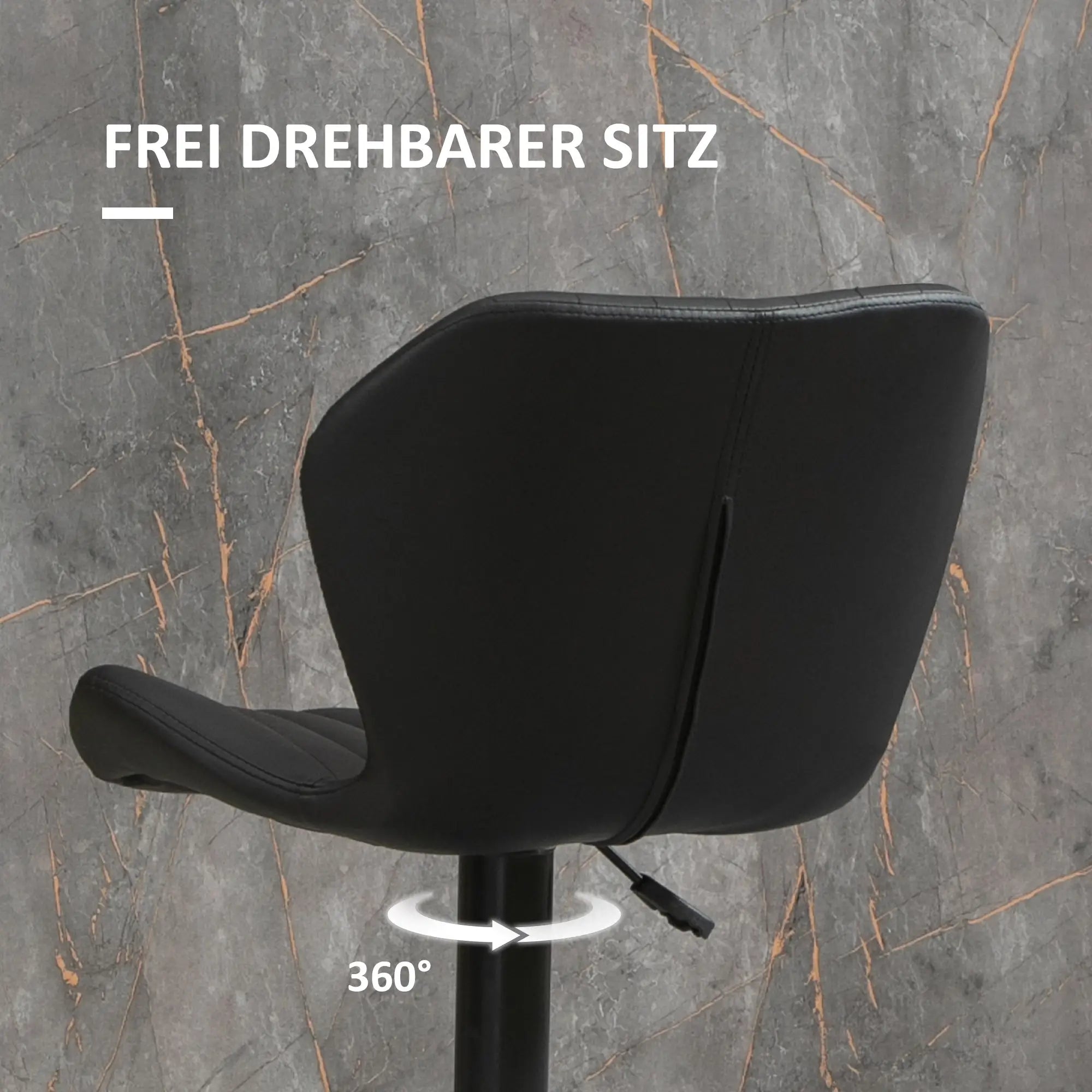HOMCOM Barhocker Barstuhl 2-er Set höhenverstellbar 48,5 x 55,5 x 90-110 cm Kunstleder+Stahl Schwarz