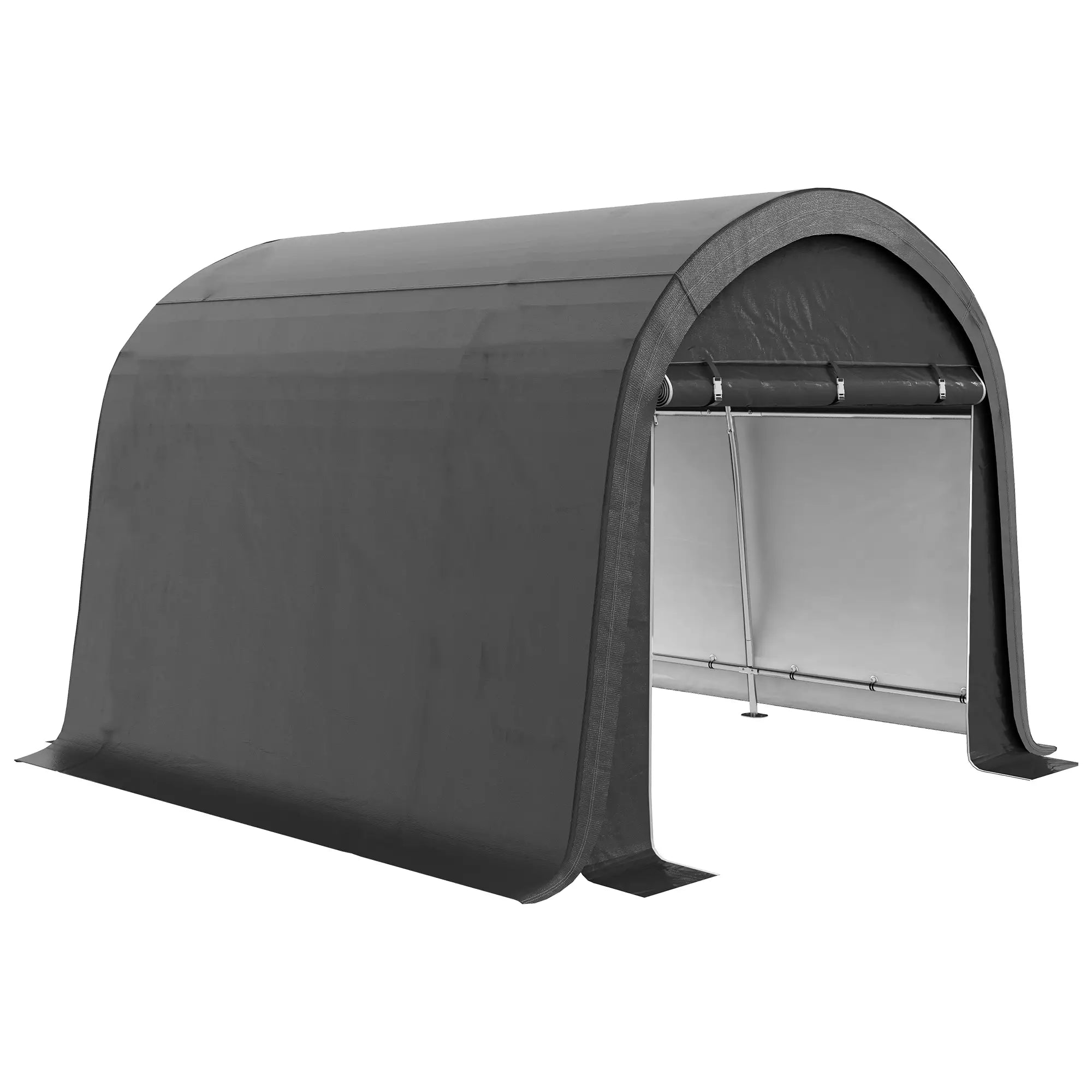 Foliengerätehaus 3x3 m mit UV-Schutz & Rolltor, Grau