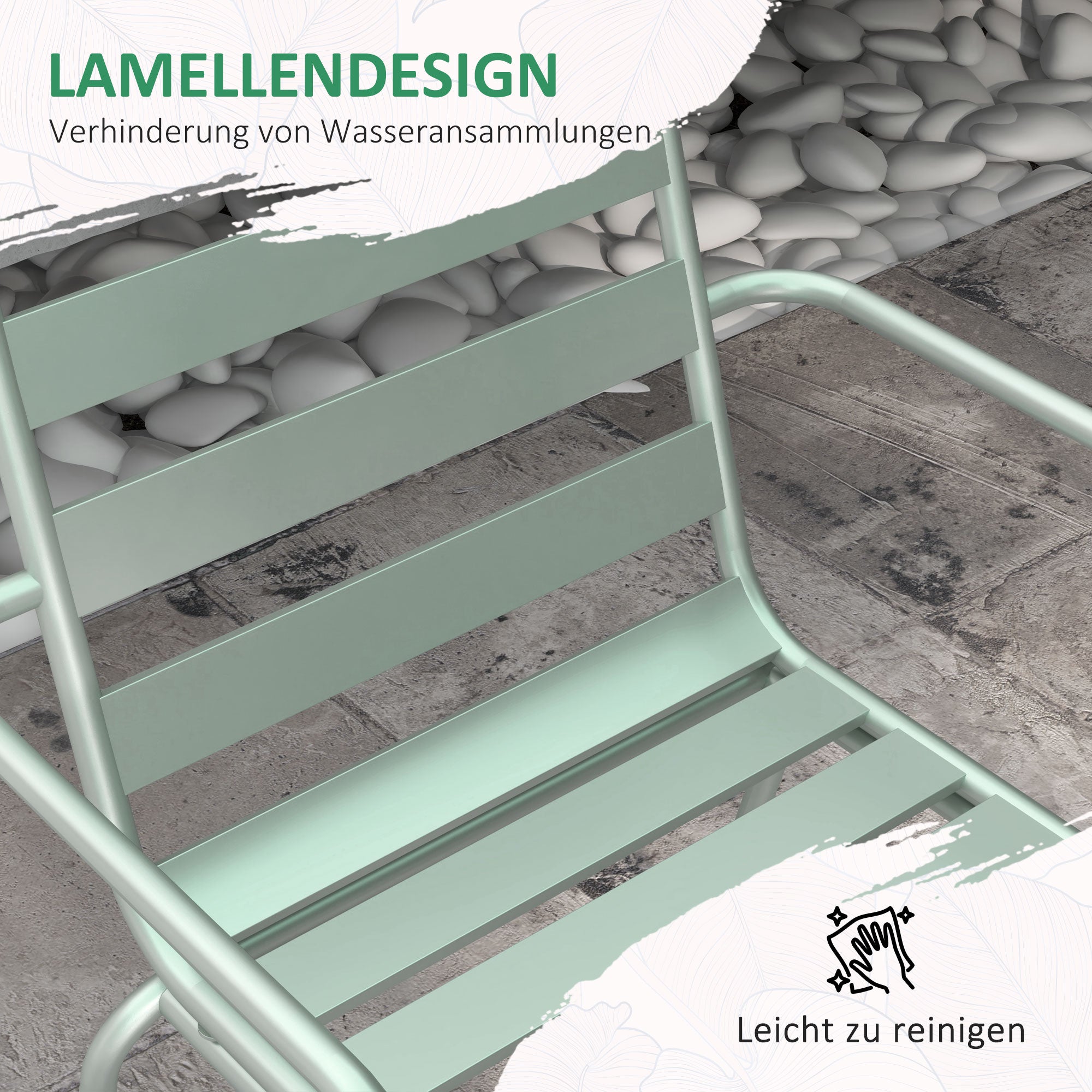 Outsunny 5-teilige Gartensitzgruppe Outdoor Sitzgruppe Gartenmöbel-Set, wetterbeständig, modernes Design, 80 x 80 x 74 cm, Grün