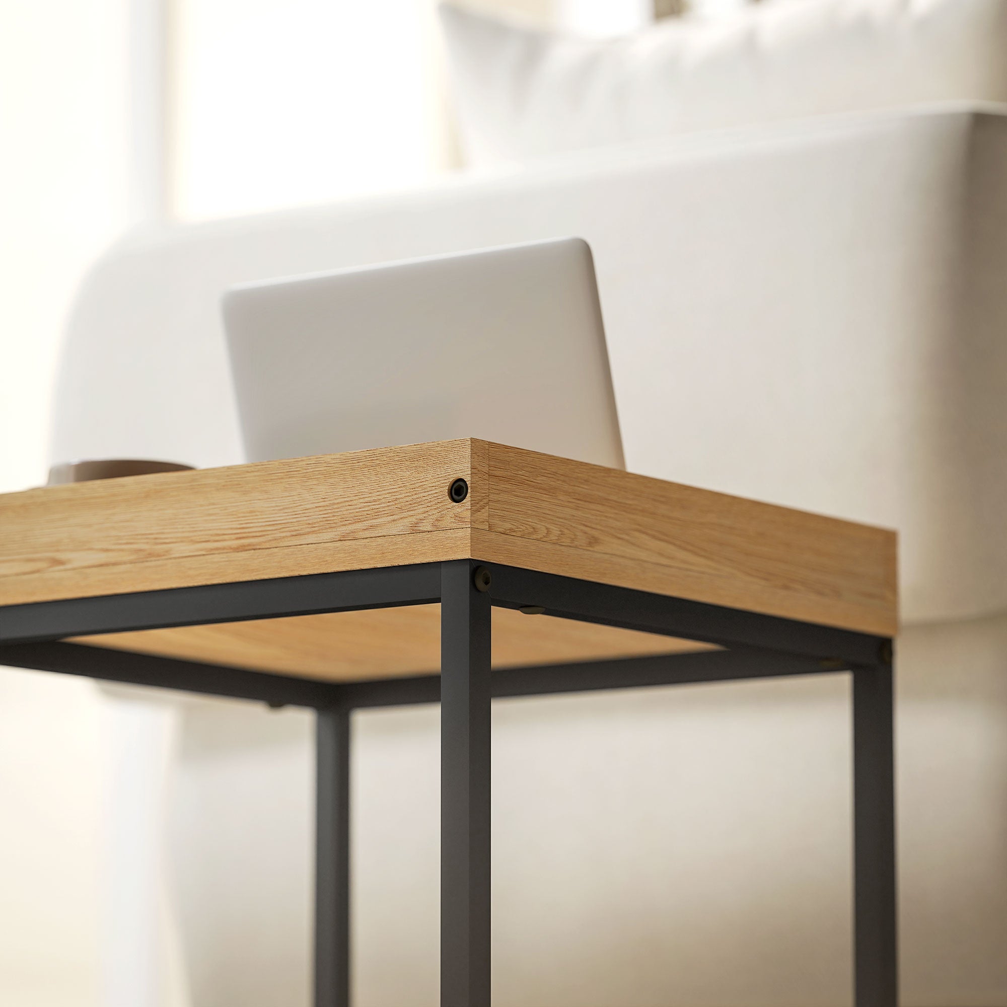 HOMCOM Moderner Couchtisch, 2er-Set Sofatisch, für kleine Räume, Quadratisch, MDF, Metall, Schwarz