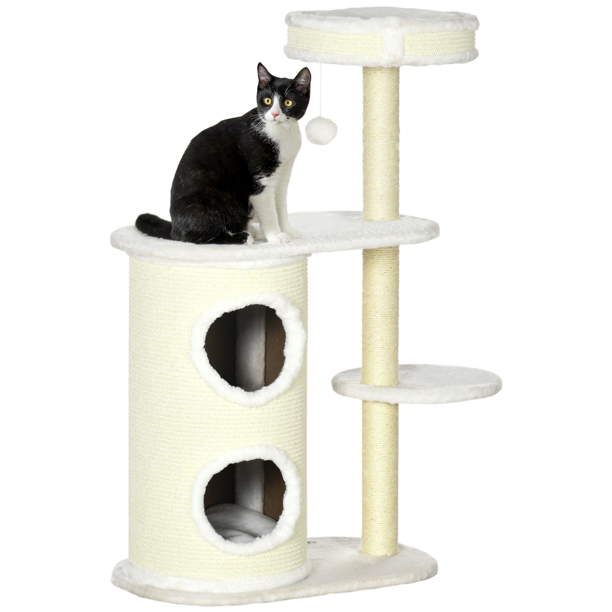 PawHut Kratzbaum Katzenbaum mit Sisal Kratzpfosten Spielzeug