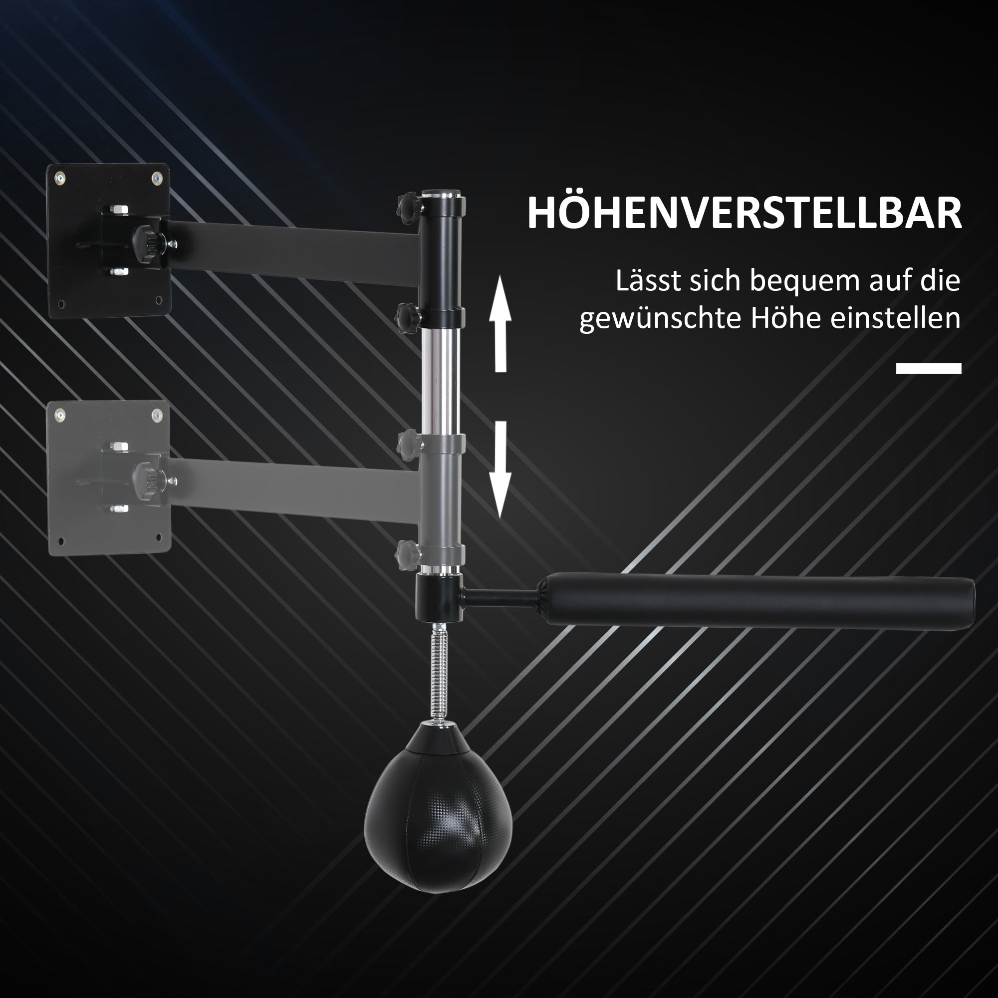HOMCOM Boxgestell, mit Speedball, drehbarer Reflexstange, höhenverstellbar, klappbar, Stahl, 79 x 72 x 20cm