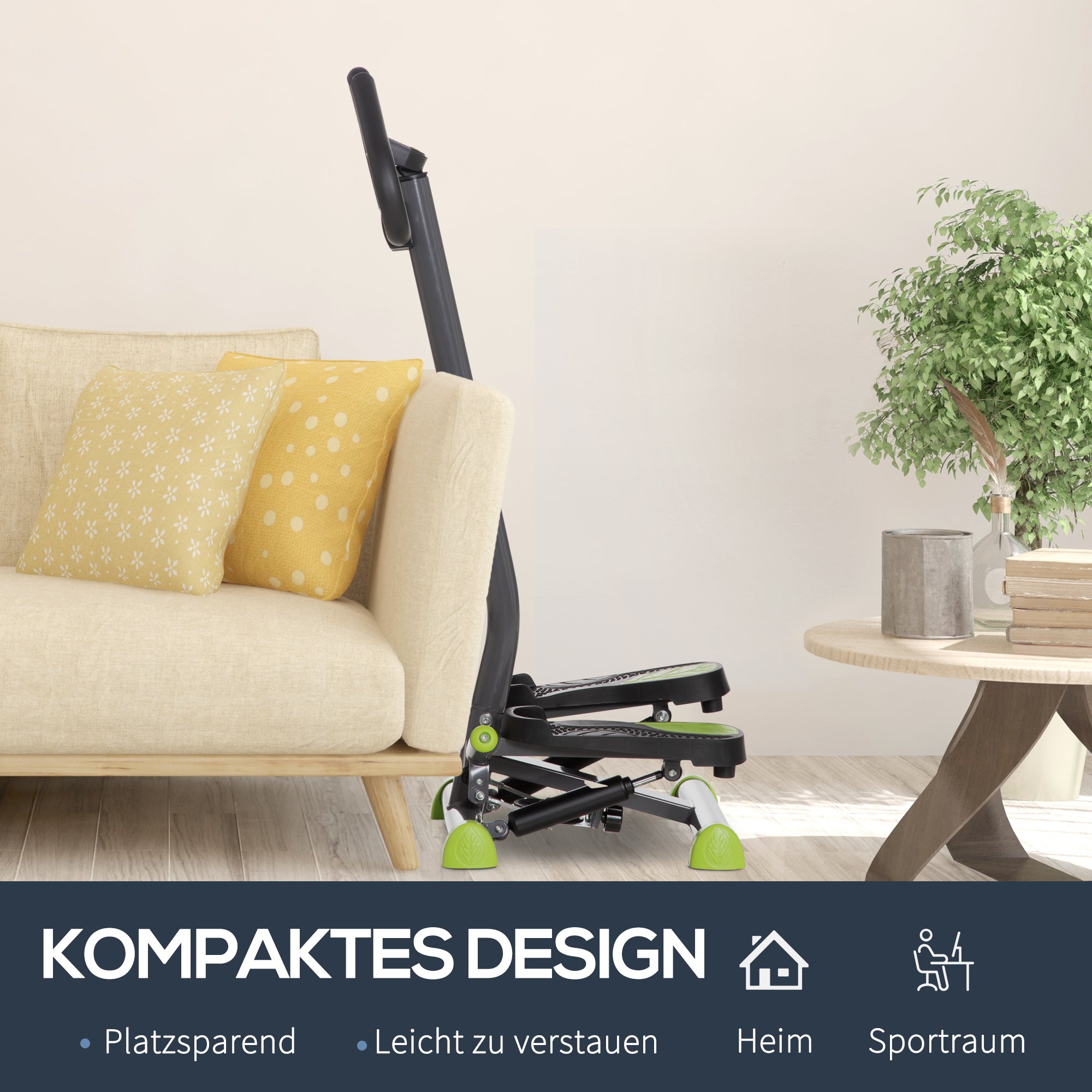 HOMCOM Stepper mit LCD-Monitor 55 x 44 x 108cm Stahl Grau+Grün+Schwarz