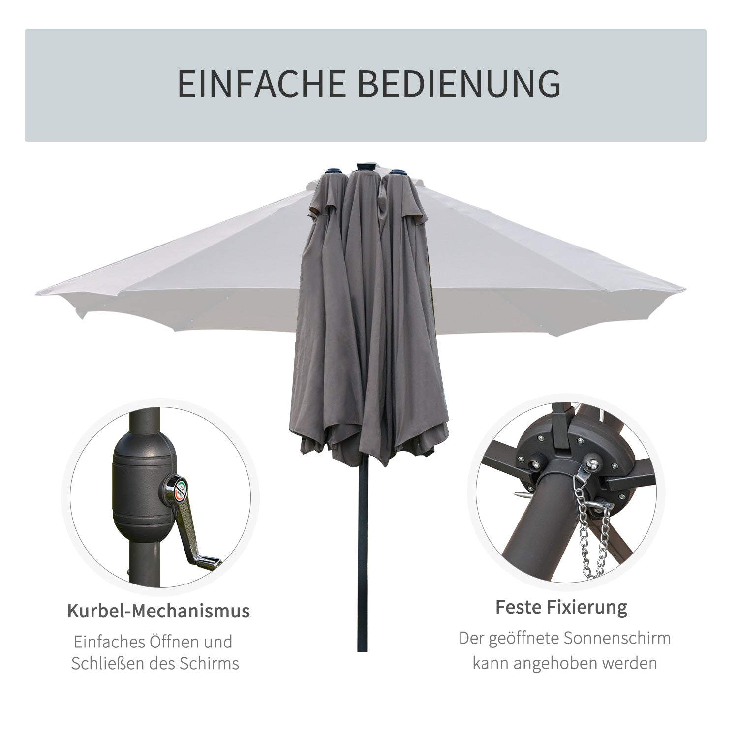 Outsunny Sonnenschirm Oval Dunkelgrau 440 x 260 cm