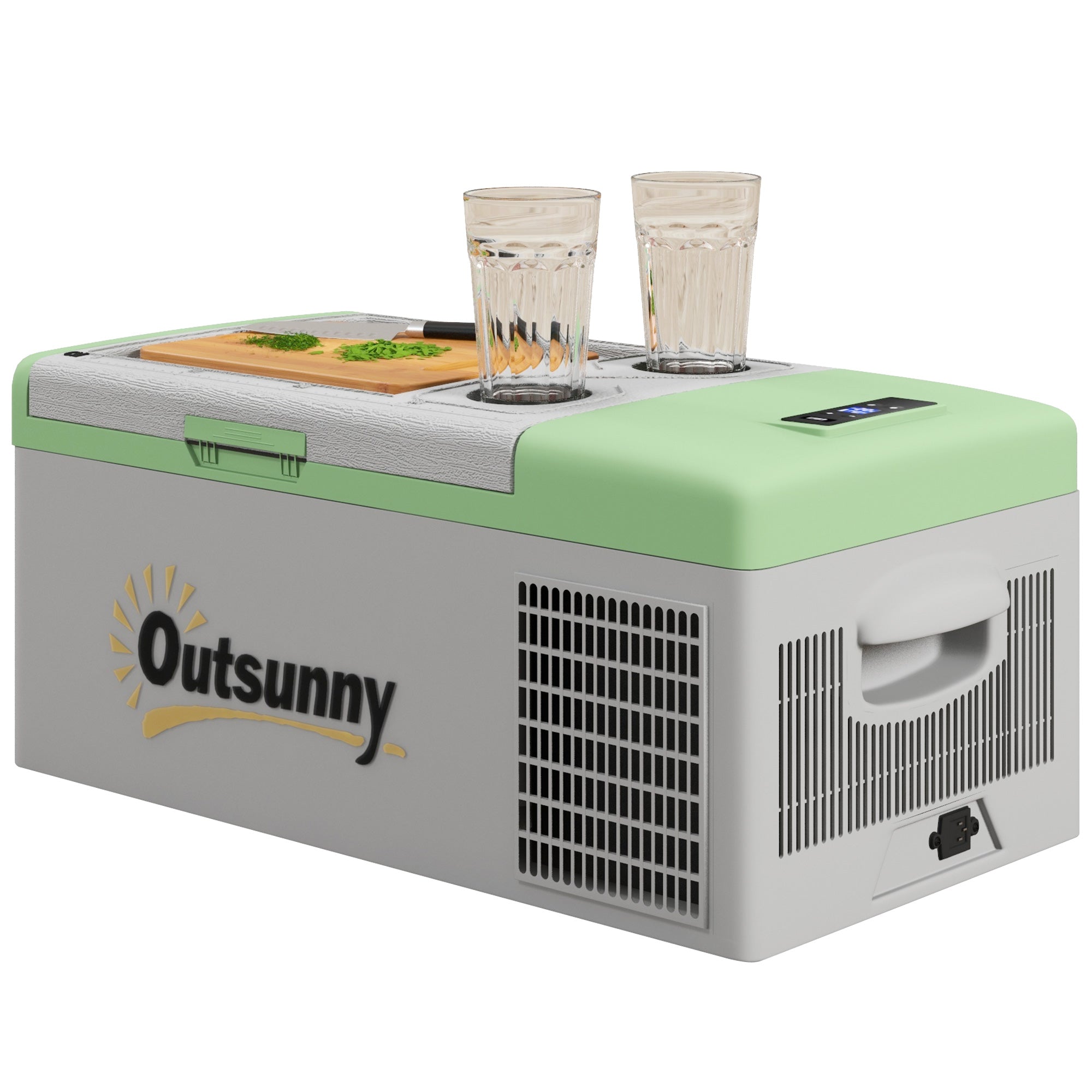 Outsunny Autokühlschrank, Kühlbox, 16L, -20? bis 10?, ECO/MAX, 60x32x26cm, Grün/Grau