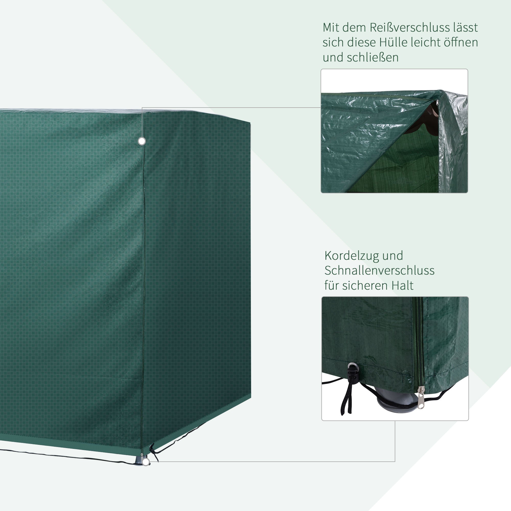 Outsunny Hollywoodschaukel Abdeckung 3 Sitzer, Wasserdicht Winterfest Schutzhülle für Gartenschaukel, Winddicht UV-Beständig Abdeckplane für Gartenmöbel, Hängesessel, 215 x 155 x 150 cm Grün