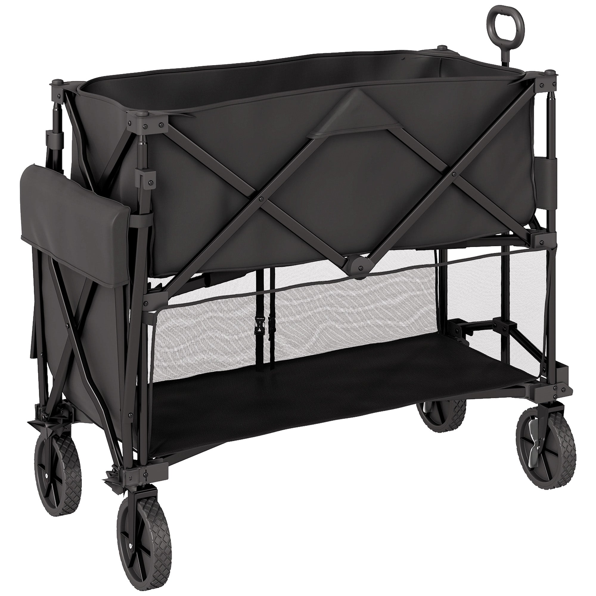 Outsunny Gartenwagen 200 kg belast zweistufige Transportwagen mit herausnehmbare Plane 369,5 Liter Schwarz