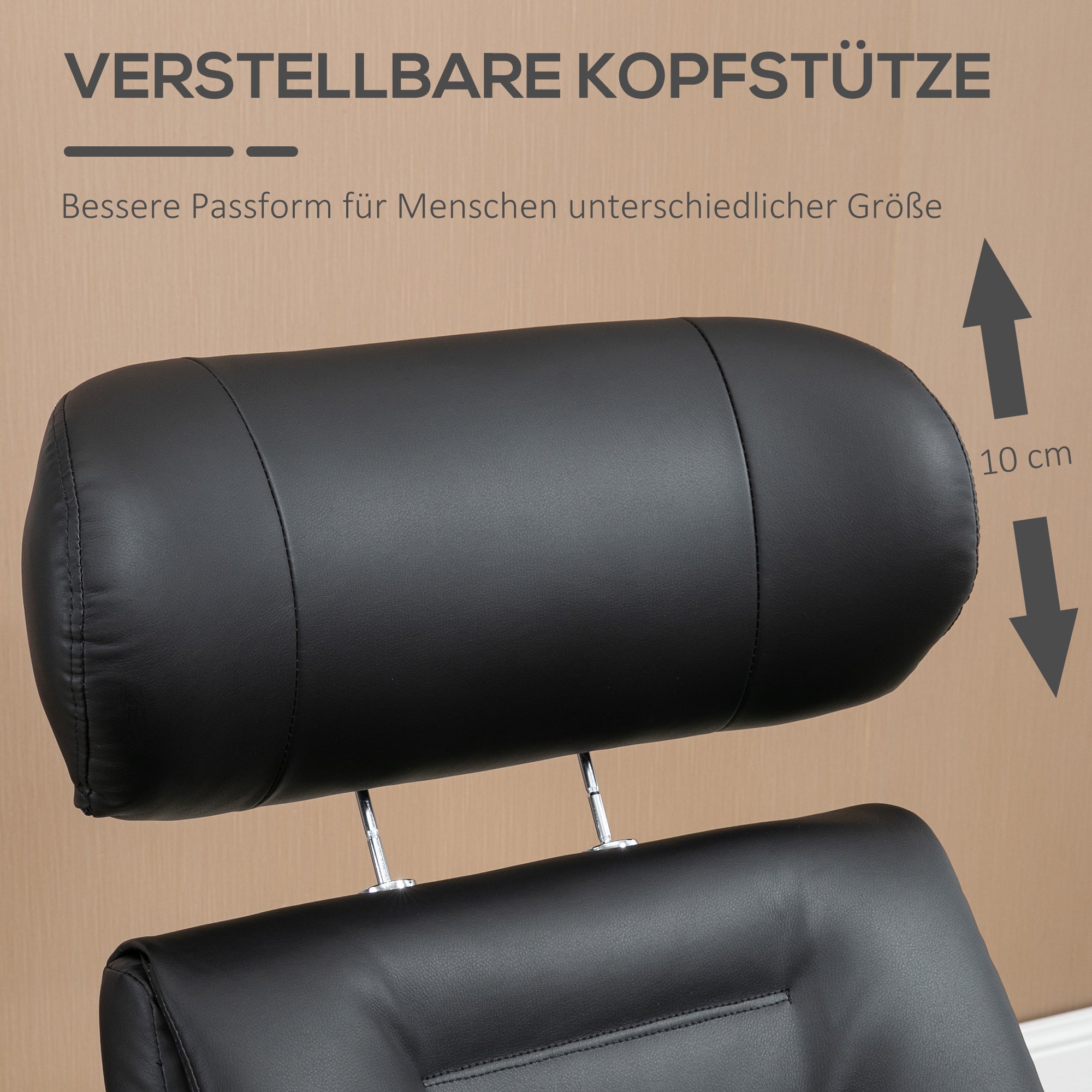 HOMCOM Relaxsessel mit Fußhocker, um 360° drehbar, Liegefunktion, Lesesessel, schwarz, 80 x 84 x 108 cm