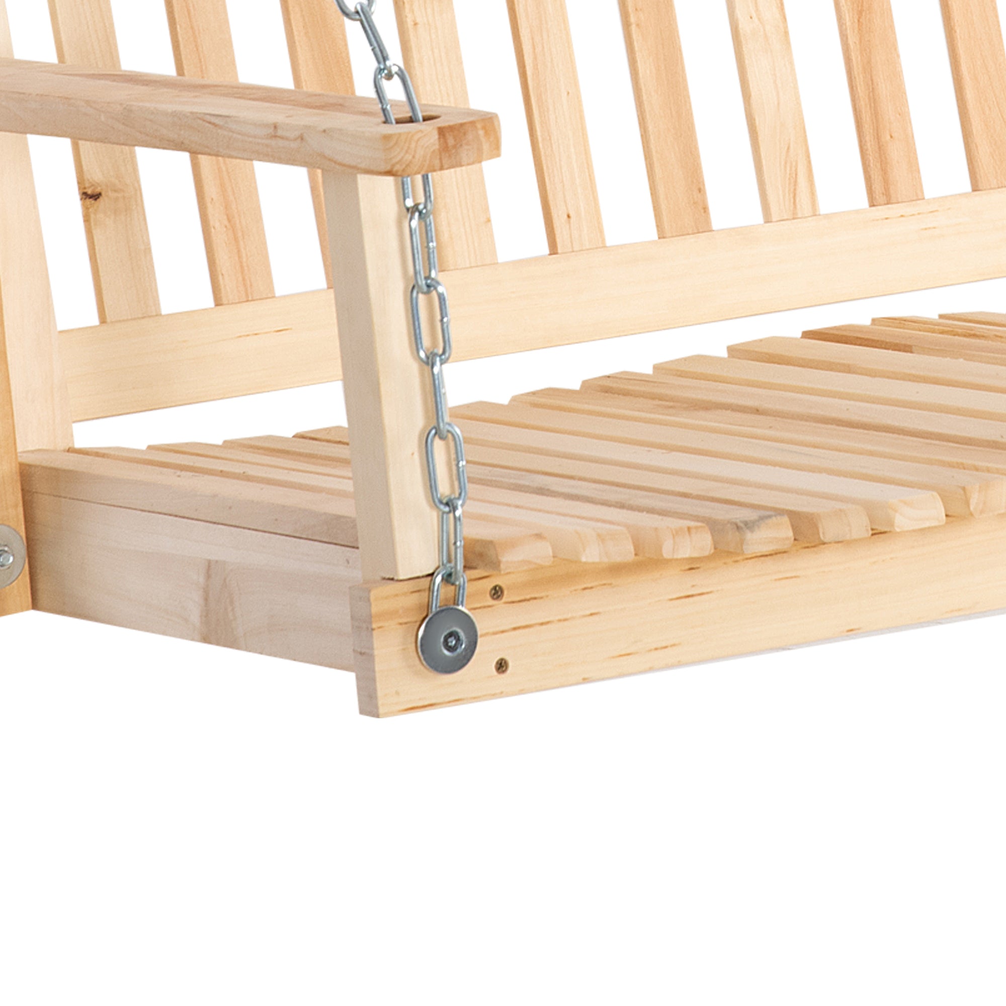 Outsunny Gartenschaukel für 2 Personen Schaukelbank Hängebank Massivholz Patio Terrasse Hinterhof Natur 117 x 69 x 60 cm