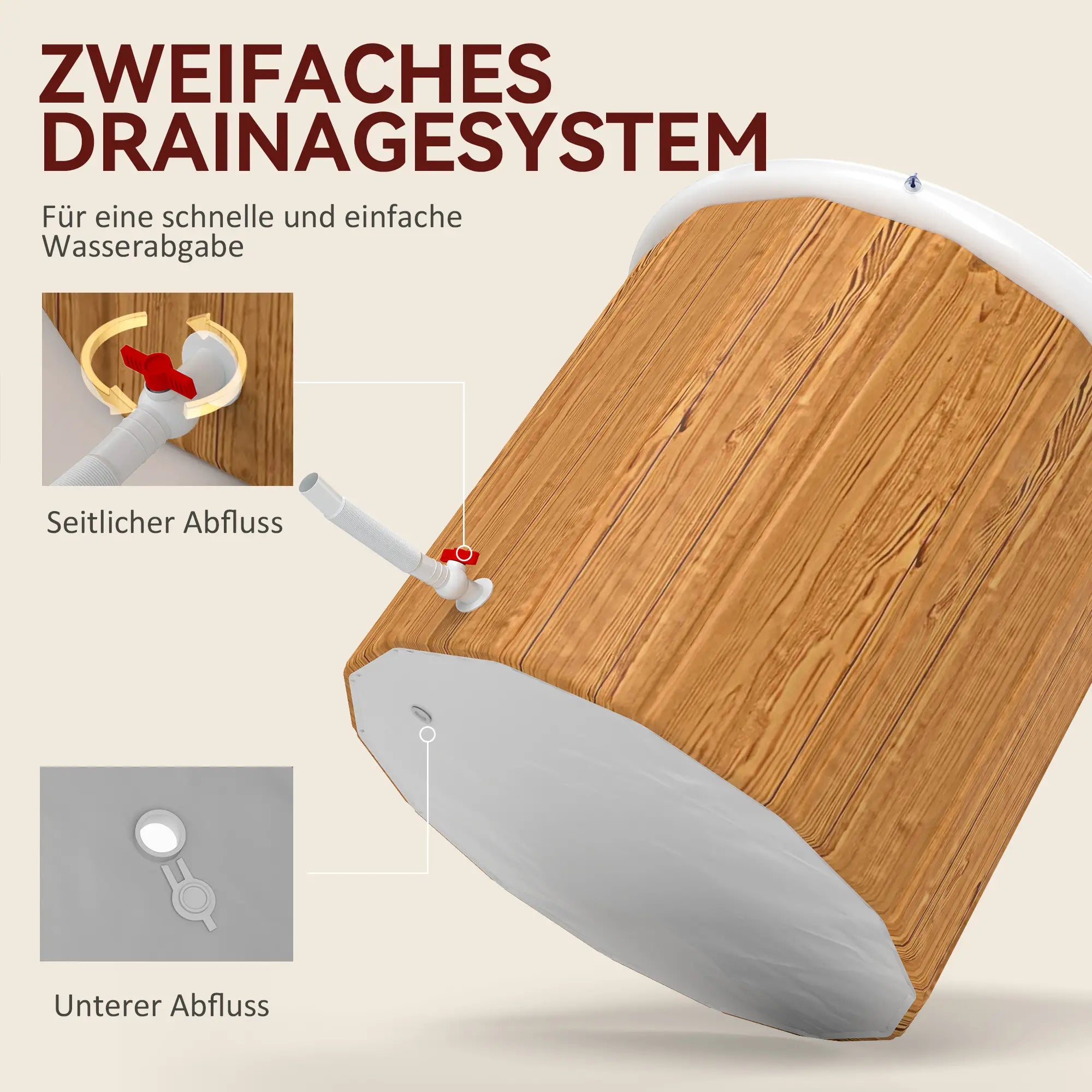 SPORTNOW Eisbadewanne, 300 Liter aufblasbare Eiswanne für Muskelentspannung mit Abdeckung, Tragetasche, Luftpumpe, Braun