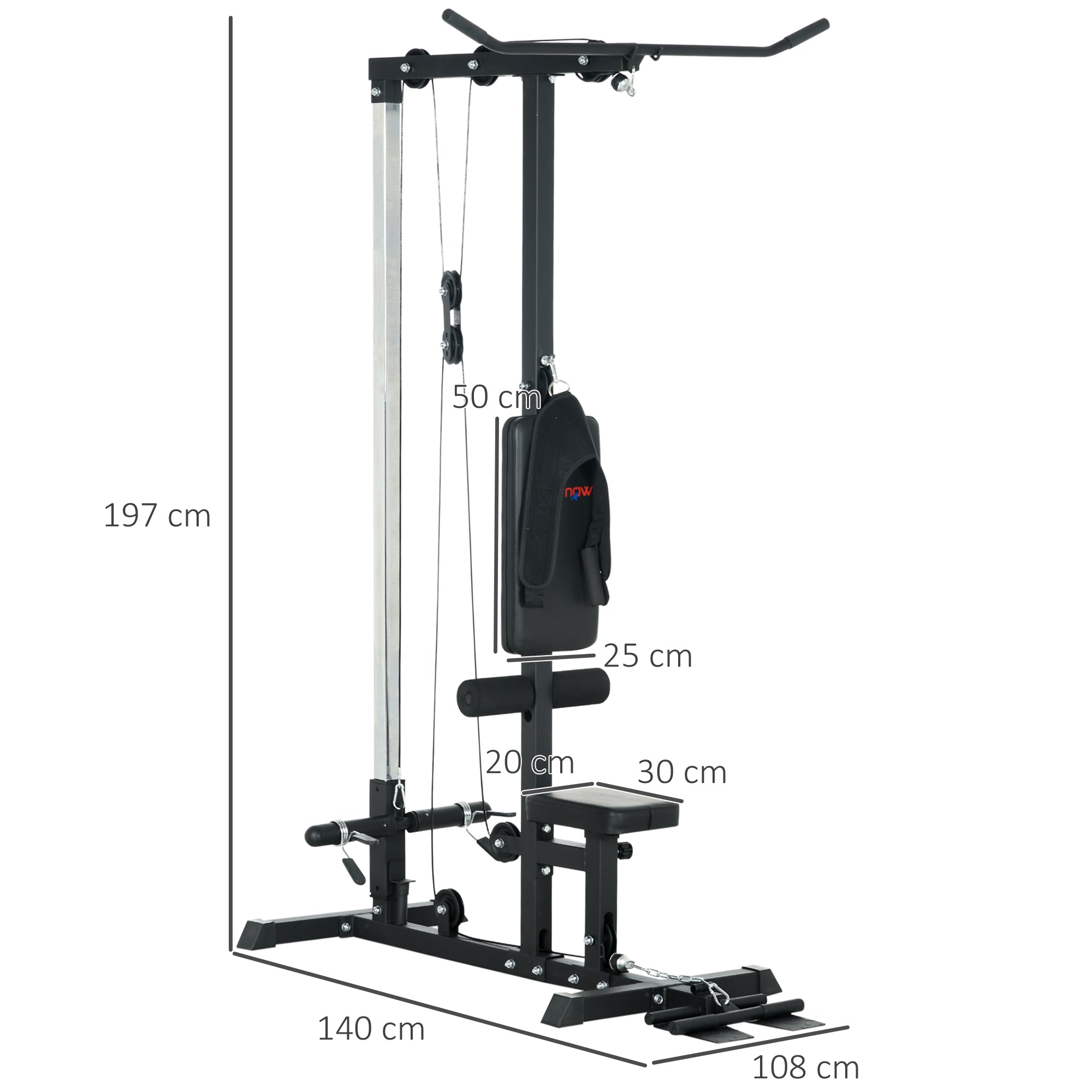SPORTNOW Kraftstation für Zuhause, Ruderzüge, ohne Gewichte, Fitnessgerät für Zuhause, Stahl, Kunstleder, Schwarz