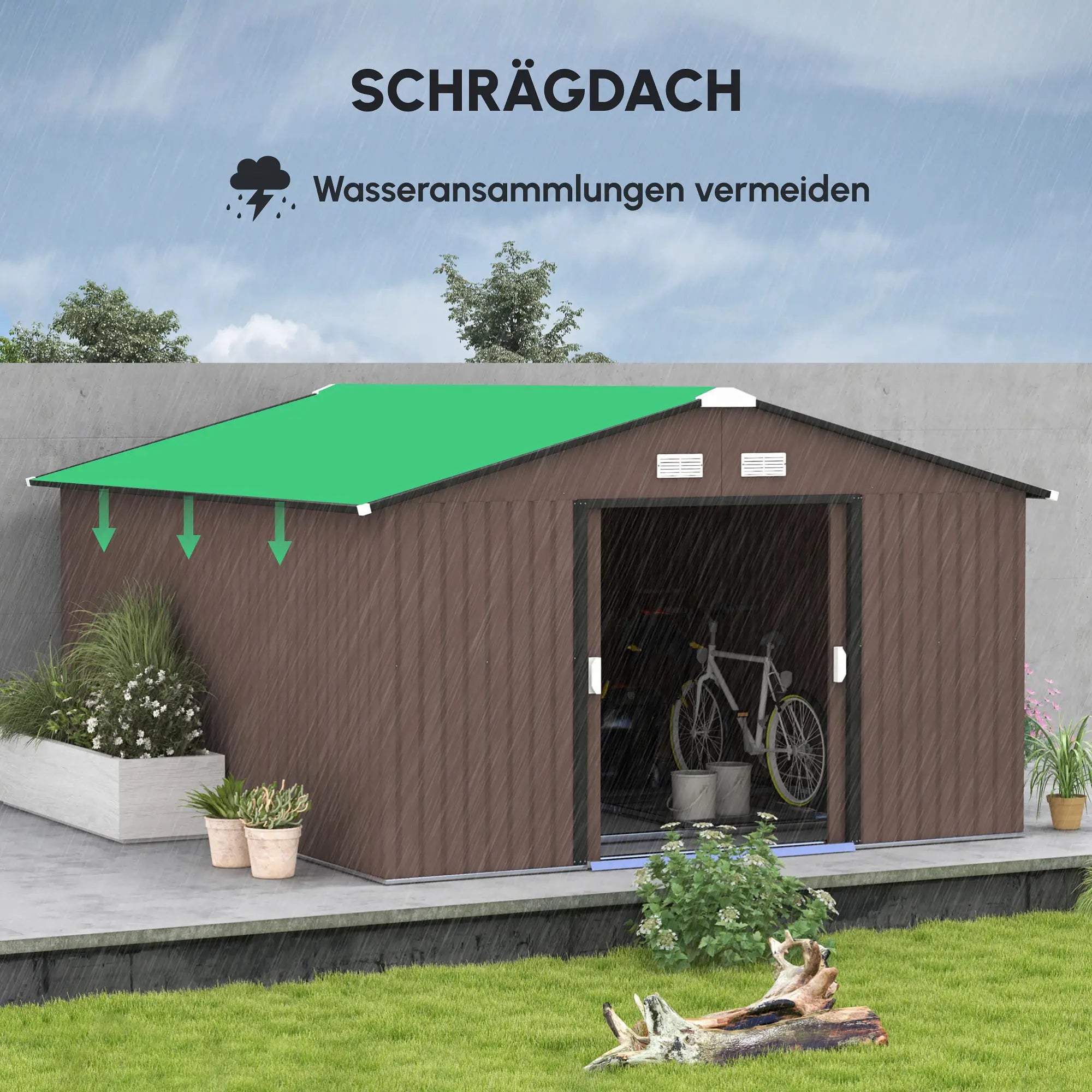 Outsunny Gerätehaus 12,4 m² Braun