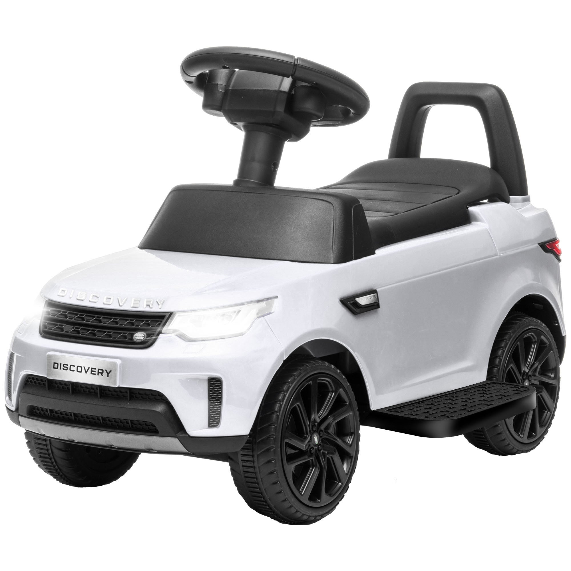 AIYAPLAY Elektro Kinderauto 6V, Land Rover, Fahr-/Schiebemodus, Scheinwerfer, Musik, Weiß
