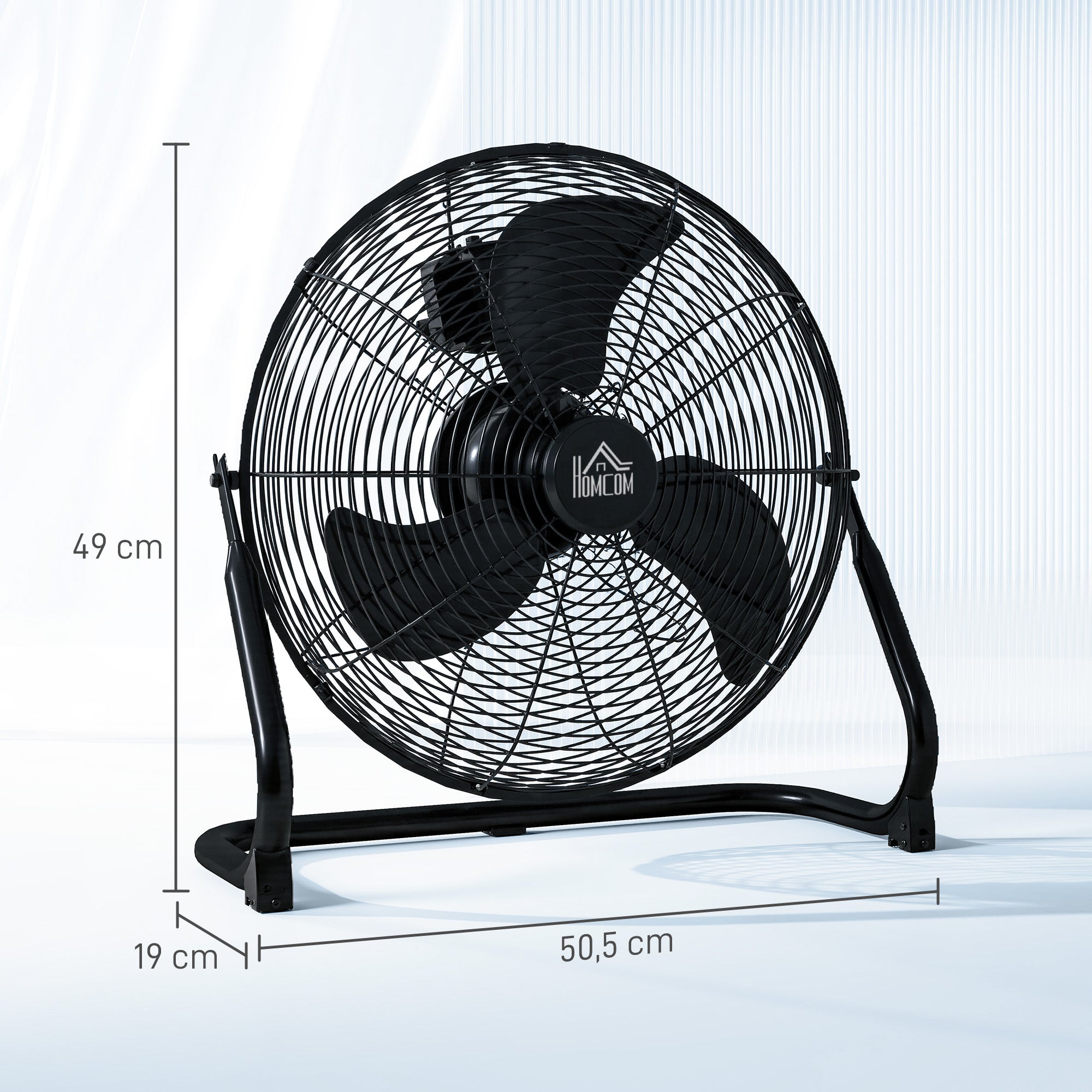 HOMCOM Tischventilator Elektrischer Ventilator mit 4 Geschwindigkeitsstufen, um 120° verstellbarer Winkel Schwarz