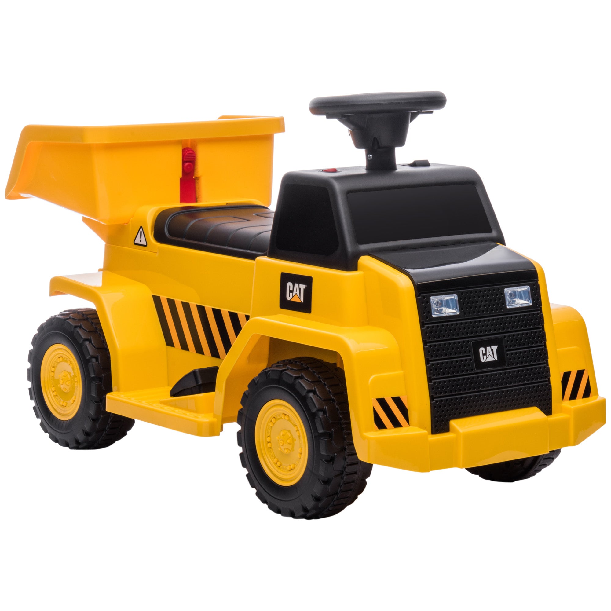 HOMCOM Elektro-Kipplaster für Kinder, kippbare Ladefläche, max. 3 km/h, Scheinwerfer, Hupe, gelb, 74,5 x 36 x 43,5 cm