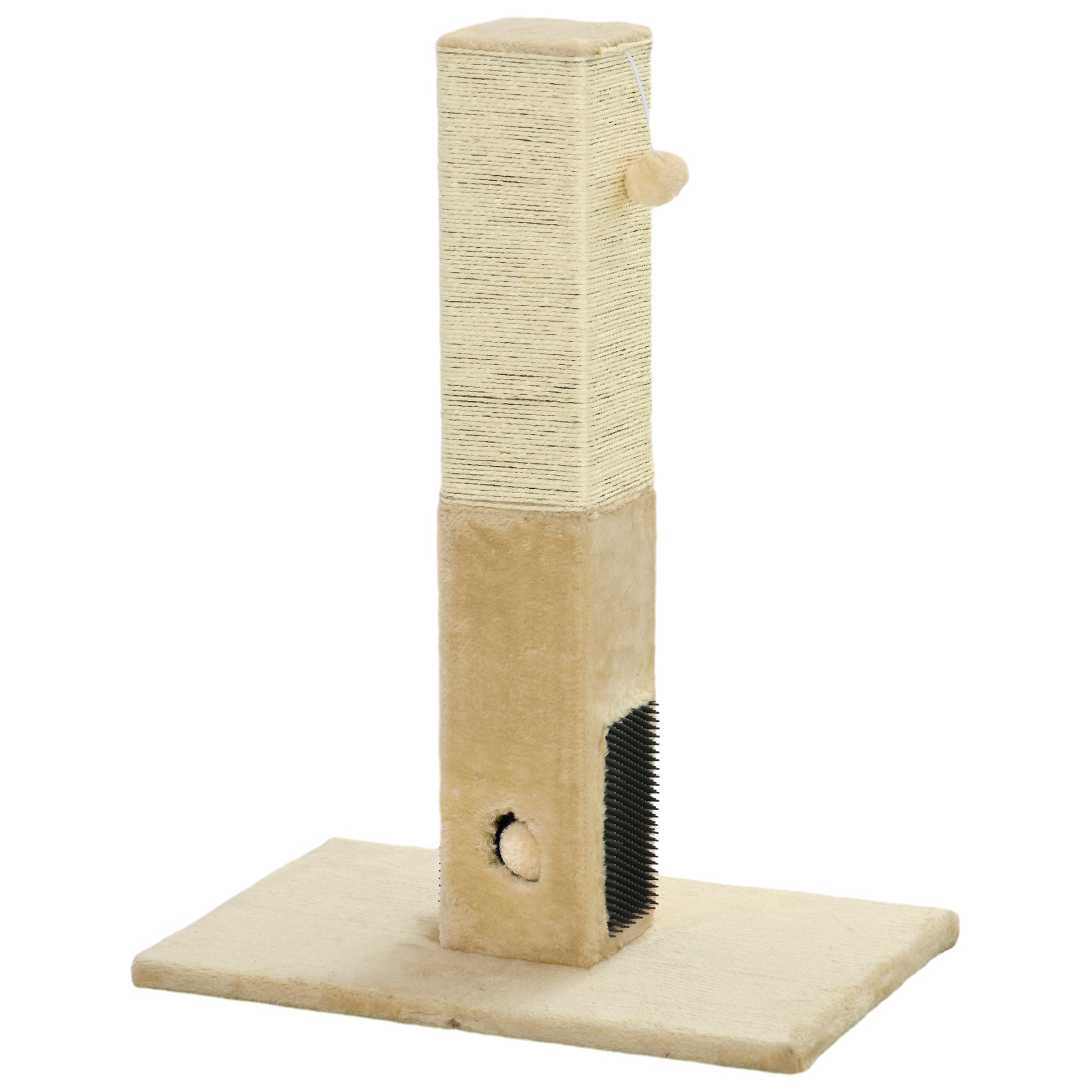 PawHut Kratzbaum für Katzen, Kratzsäule, 79 cm Katzenbaum mit Juteseil, inklusive Spielzeug, Plüsch, Beige