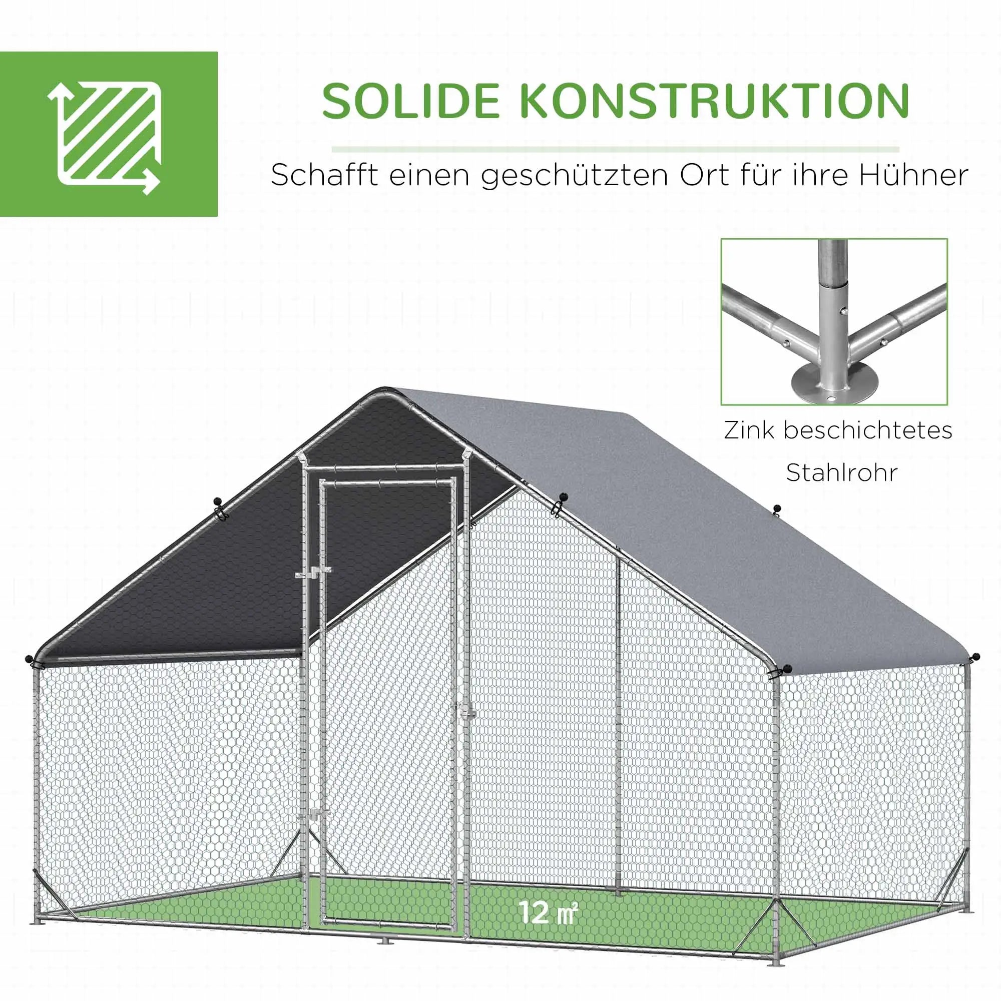 PawHut Hühnerstall Freilaufgehege Outdoor mit Abdeckung Tür