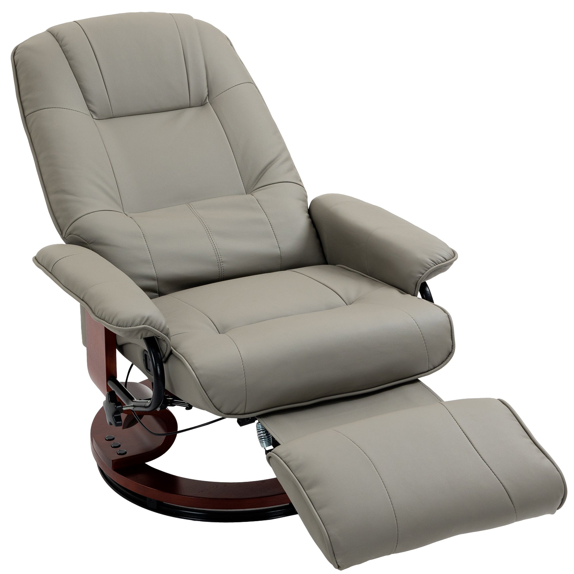 HOMCOM Relaxsessel Fernsehsessel Liegesessel Kunstleder 360° Drehstuhl 145° neigbar Grau 78 x 87 x 100 cm