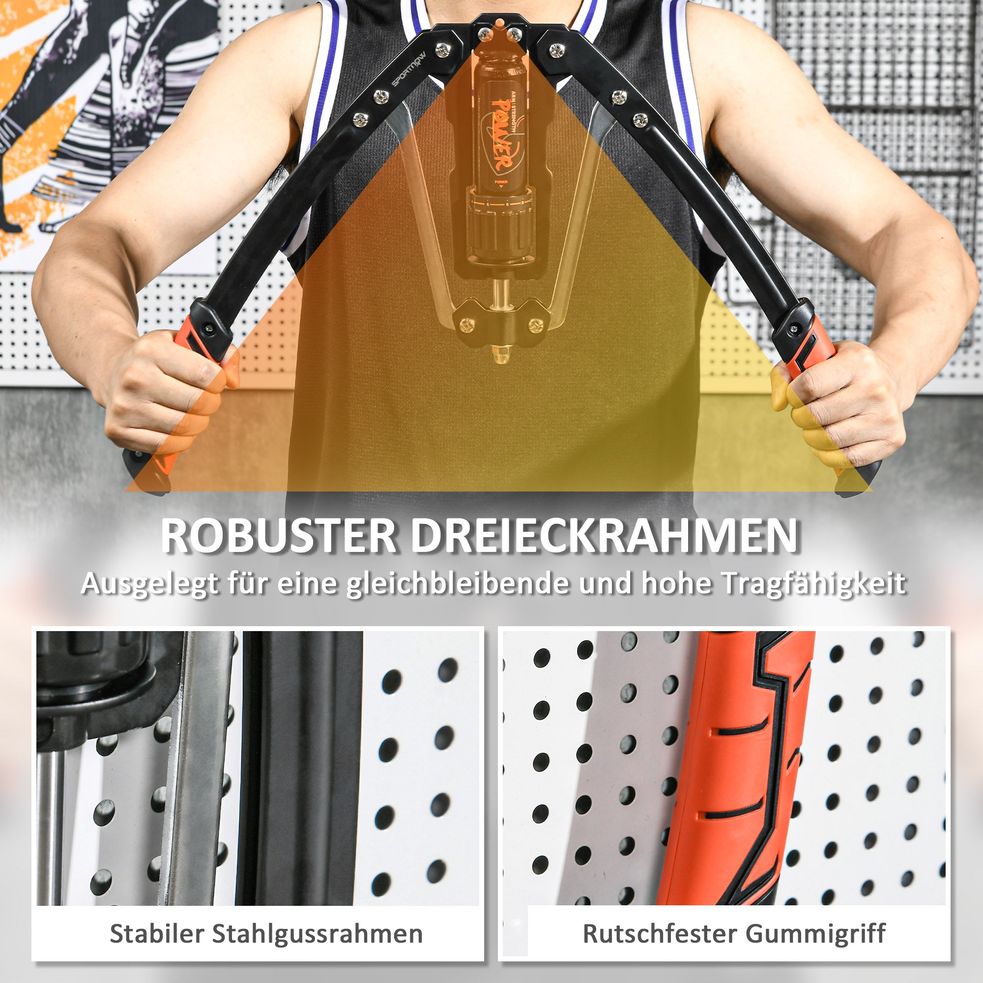 SPORTNOW Power Twister 10-200kg Armtrainer Einstellbare Hydraulische Armtrainingsgerät 43 x 16 x 5 cm Schwarz+Rot