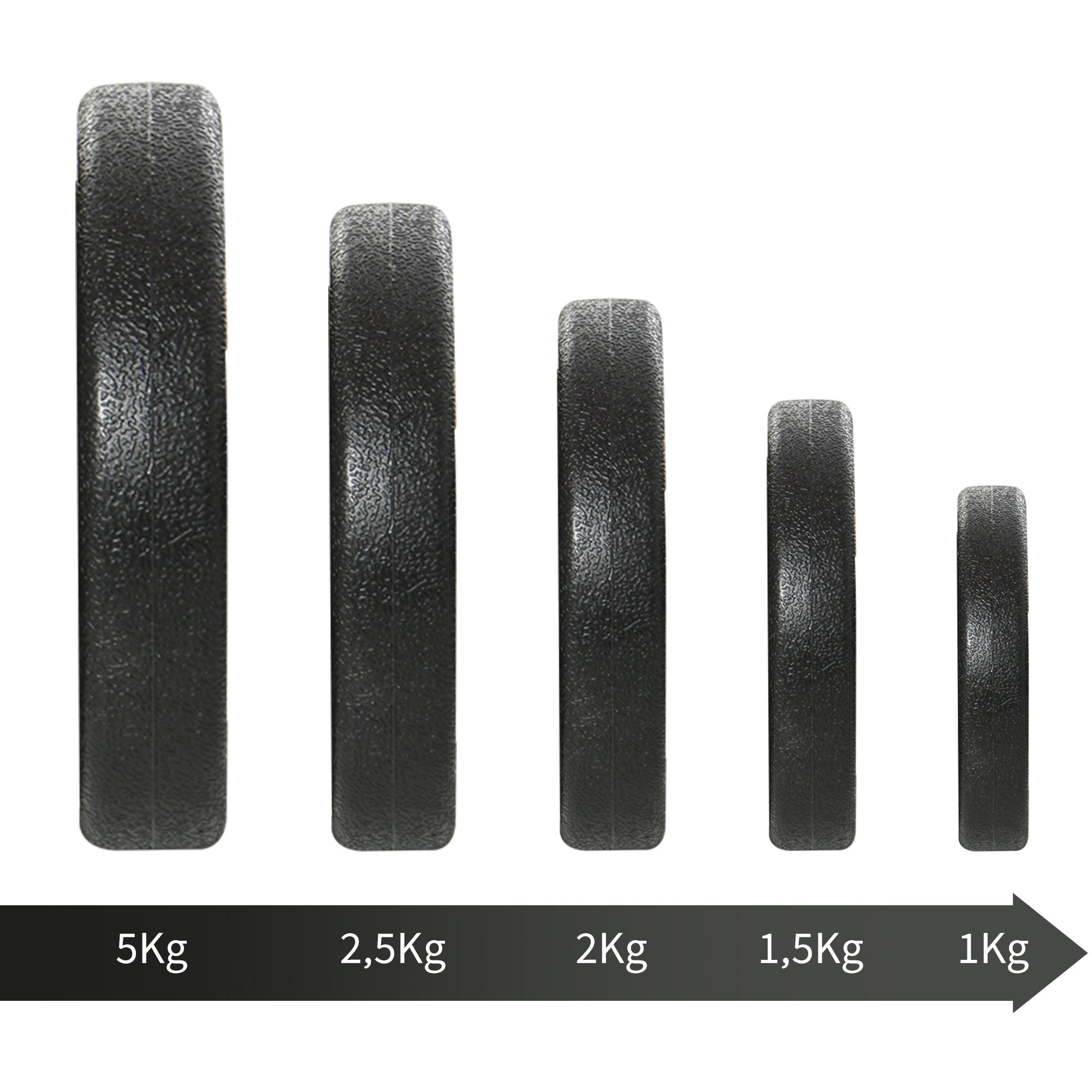 HOMCOM Kurzhantel-Set 2 x 25 kg, 2 x 6 Hantelscheiben mit Kunststoffhülle, bodenschonend, Schwarz