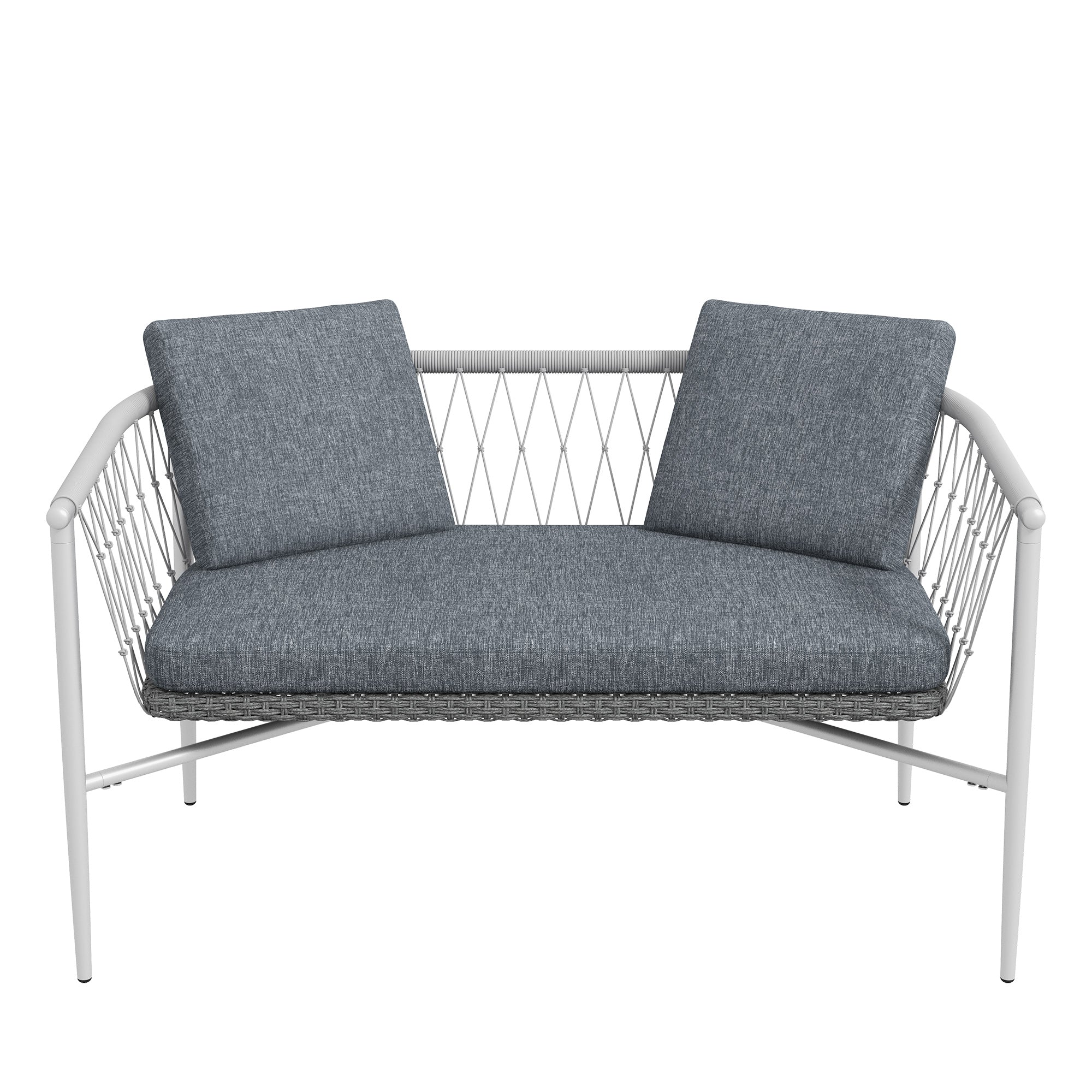 Outsunny Gartengarnitur, 4-teilig, Schaukelfunktion, Sitzauflagen, Polyrattan, Metallgestell, Grau