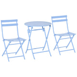 Outsunny Bistroset für 2 Personen Balkonmöbel Set patio Hof Garten Hellblau, 60cm x 60cm x 71cm