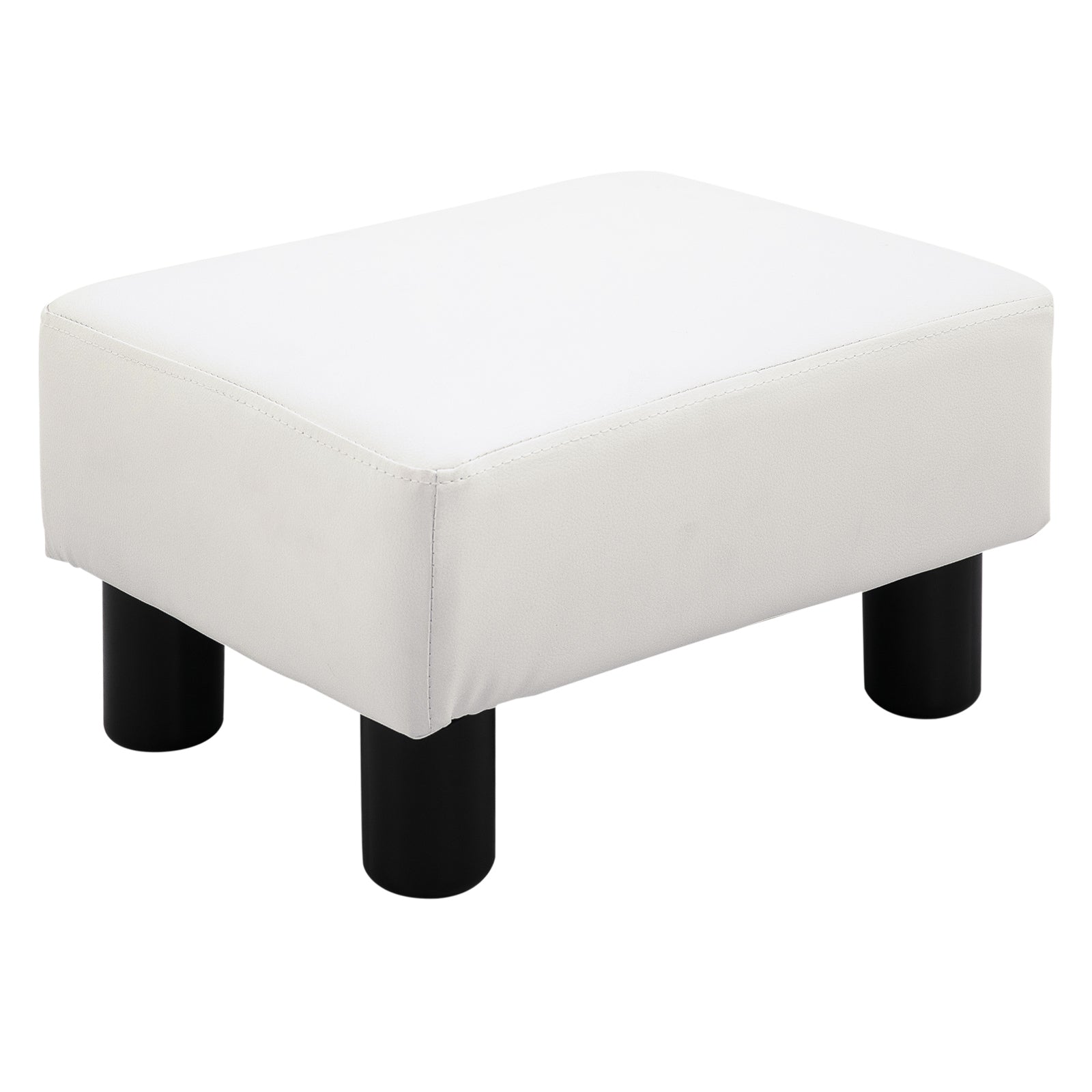 HOMCOM Sitzhocker Hocker mit Kunstleder Moderner Fußhocker Kunstlederhocker Ottomane für Schlafzimmer, Wohnzimmer, Weiß