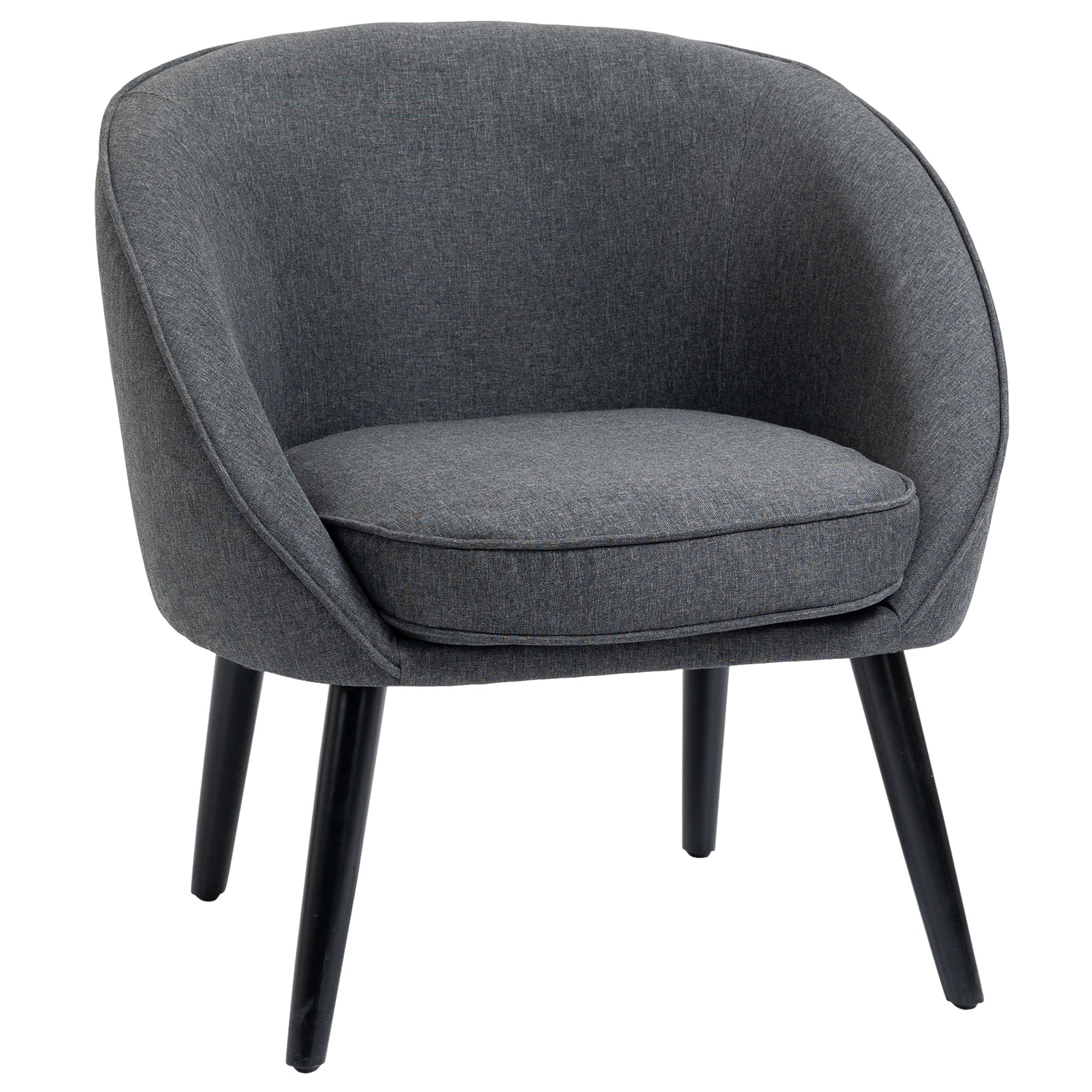 HOMCOM Loungesessel Cocktailsessel bis 150 kg, Leinen-Optik Holz Grau 71 x 65 x 75 cm