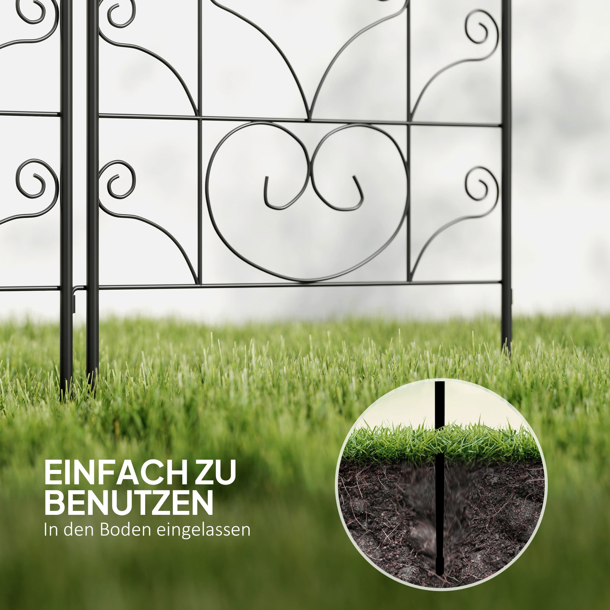 Outsunny Rankgitter Metall 2er Set zum Stecken rostfrei Rankhilfe mit Vogeldesign für Kletterpflanzen 50x120 cm Schwarz
